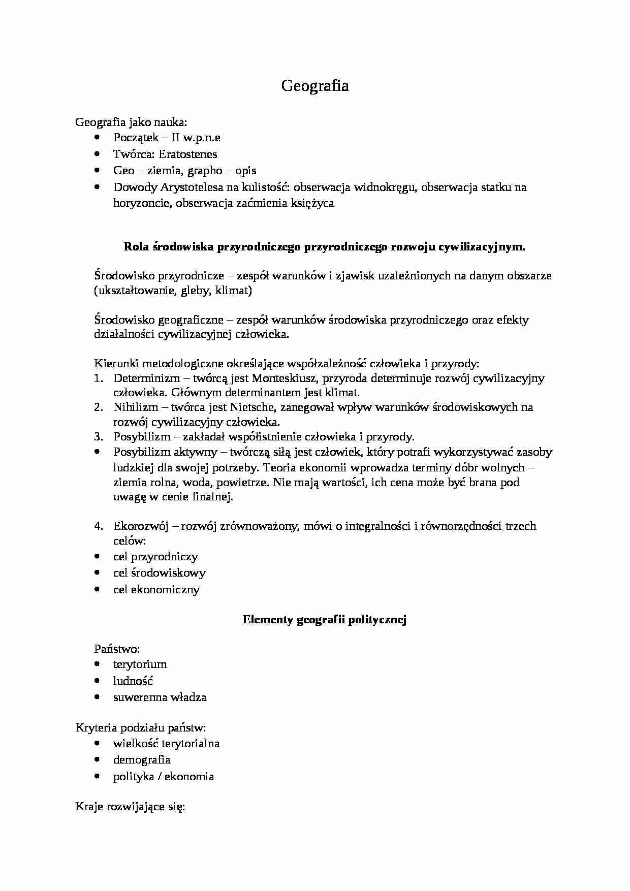 Geografia gospodarcza i polityczna - wykłady - strona 1