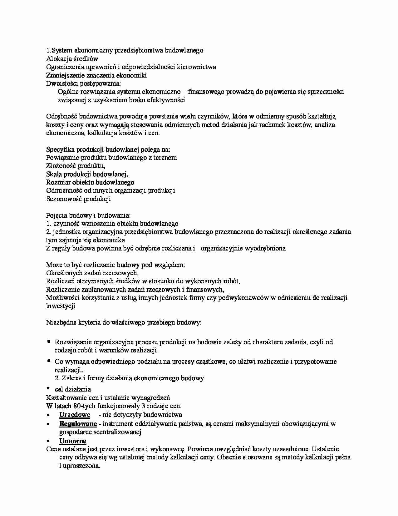 Ekonomika budownictwa cz.1 - strona 1