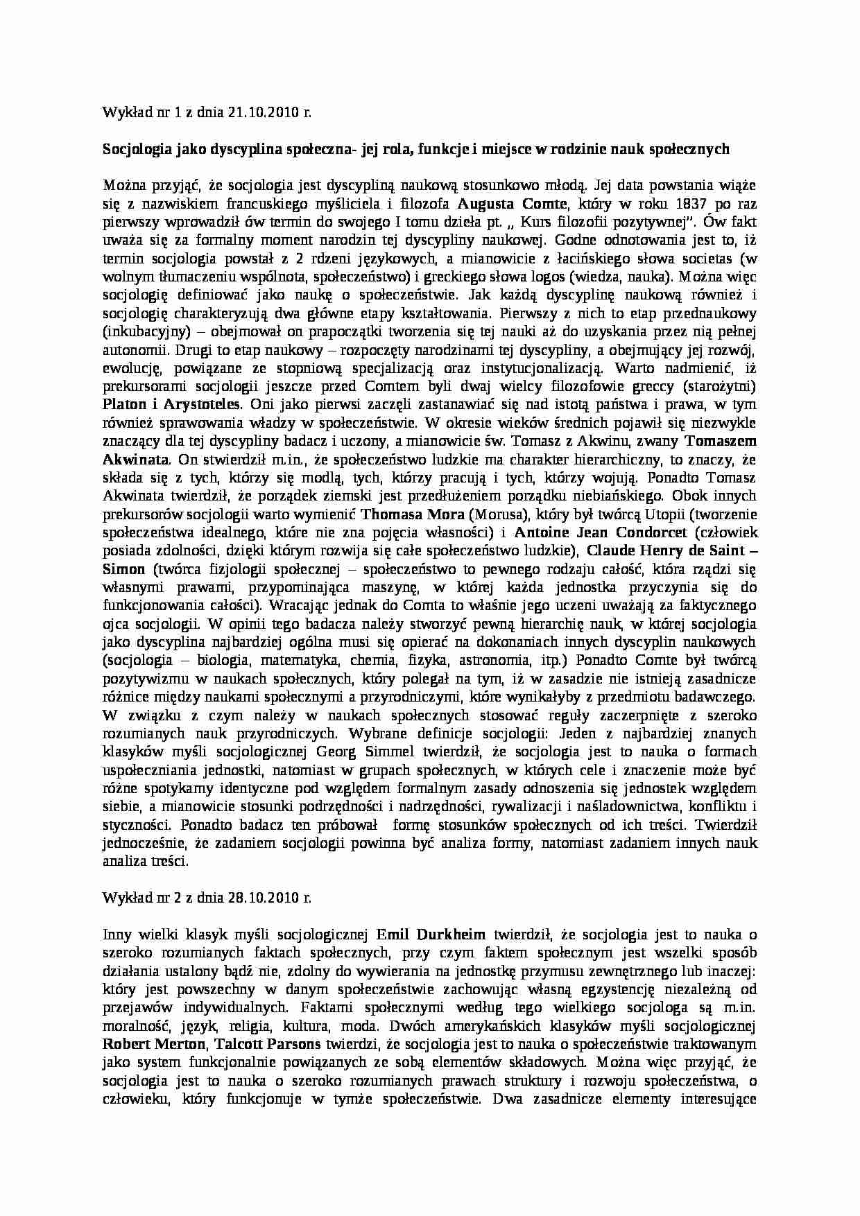 Socjologia - wykłady - Platon i Arystoteles - strona 1