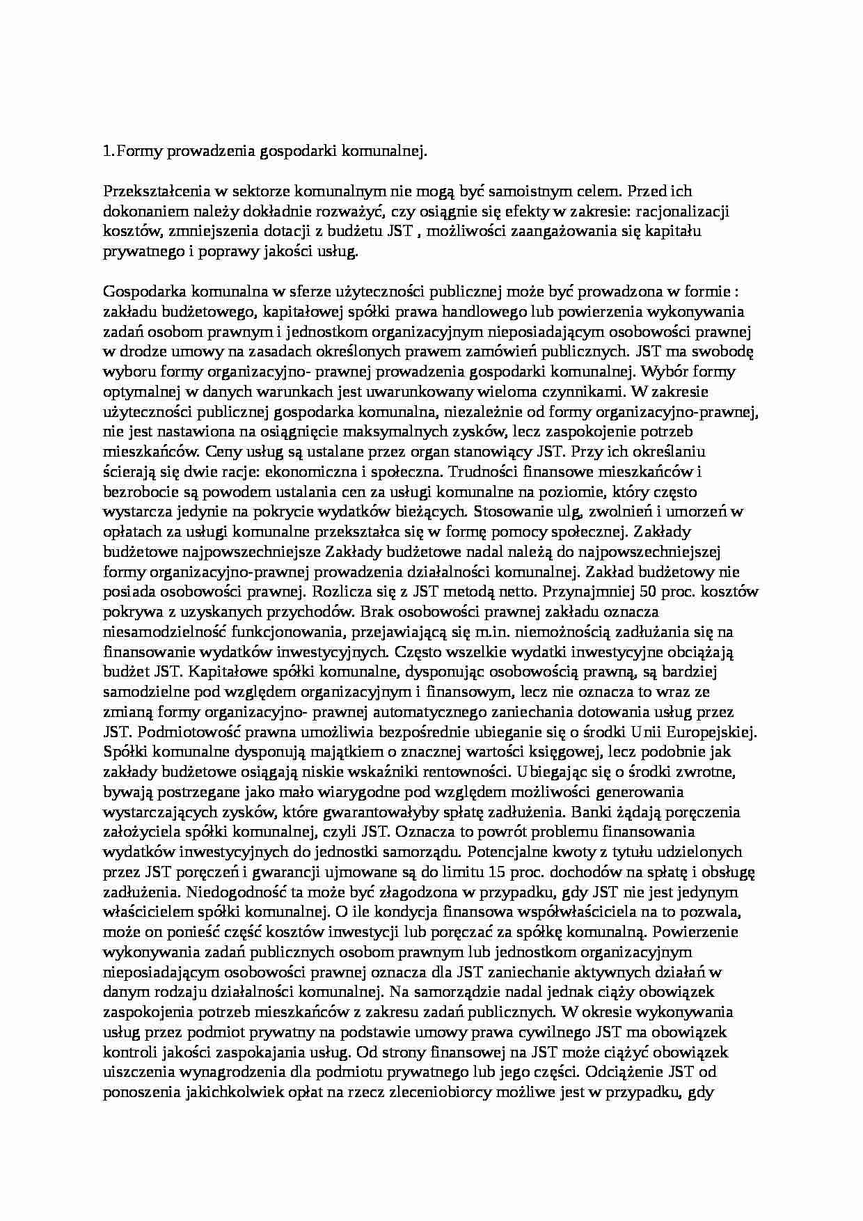 Formy budżetowe gospodarki komunalnej - strona 1