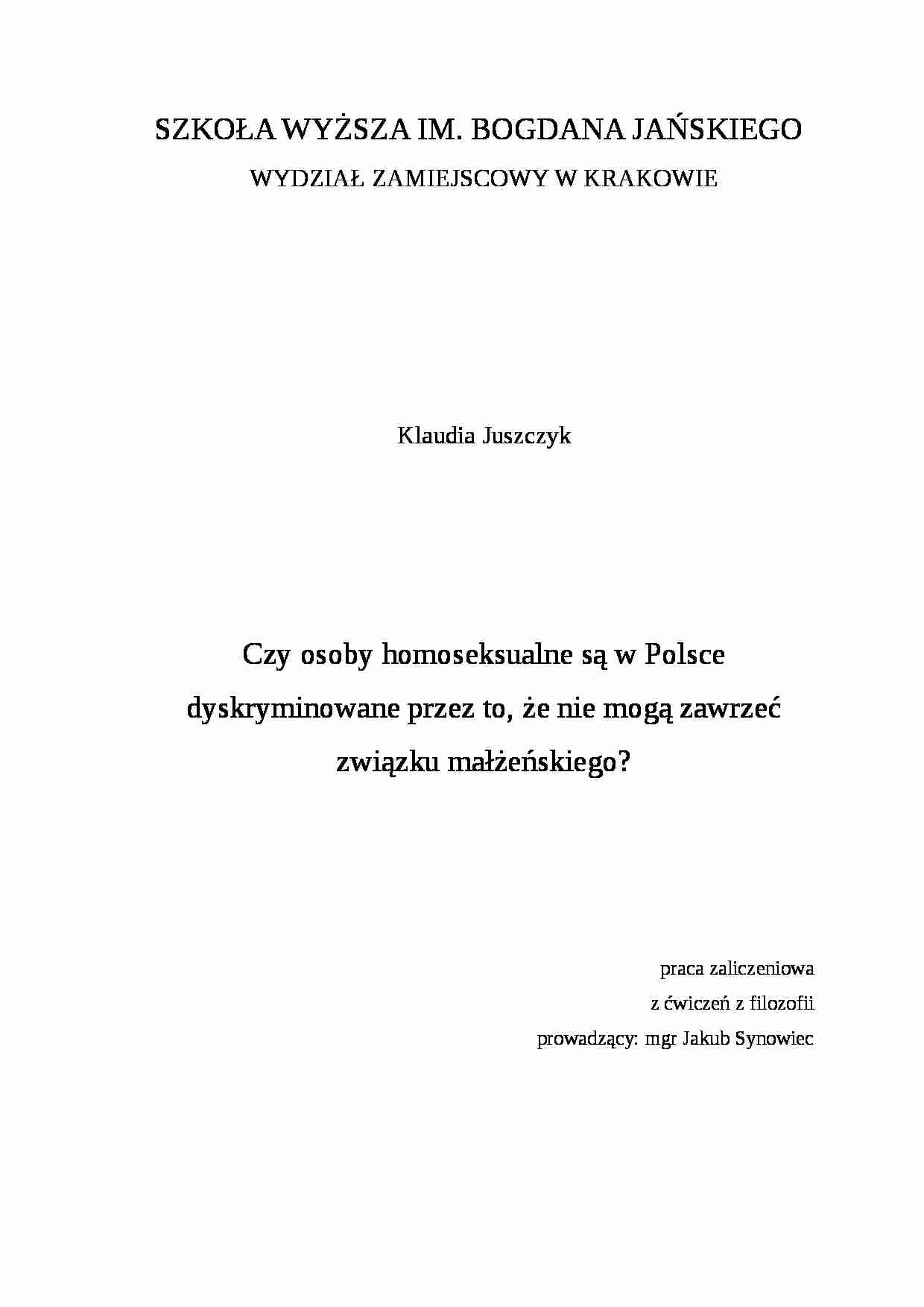 Dyskryminacja osób homoseksualnych - strona 1