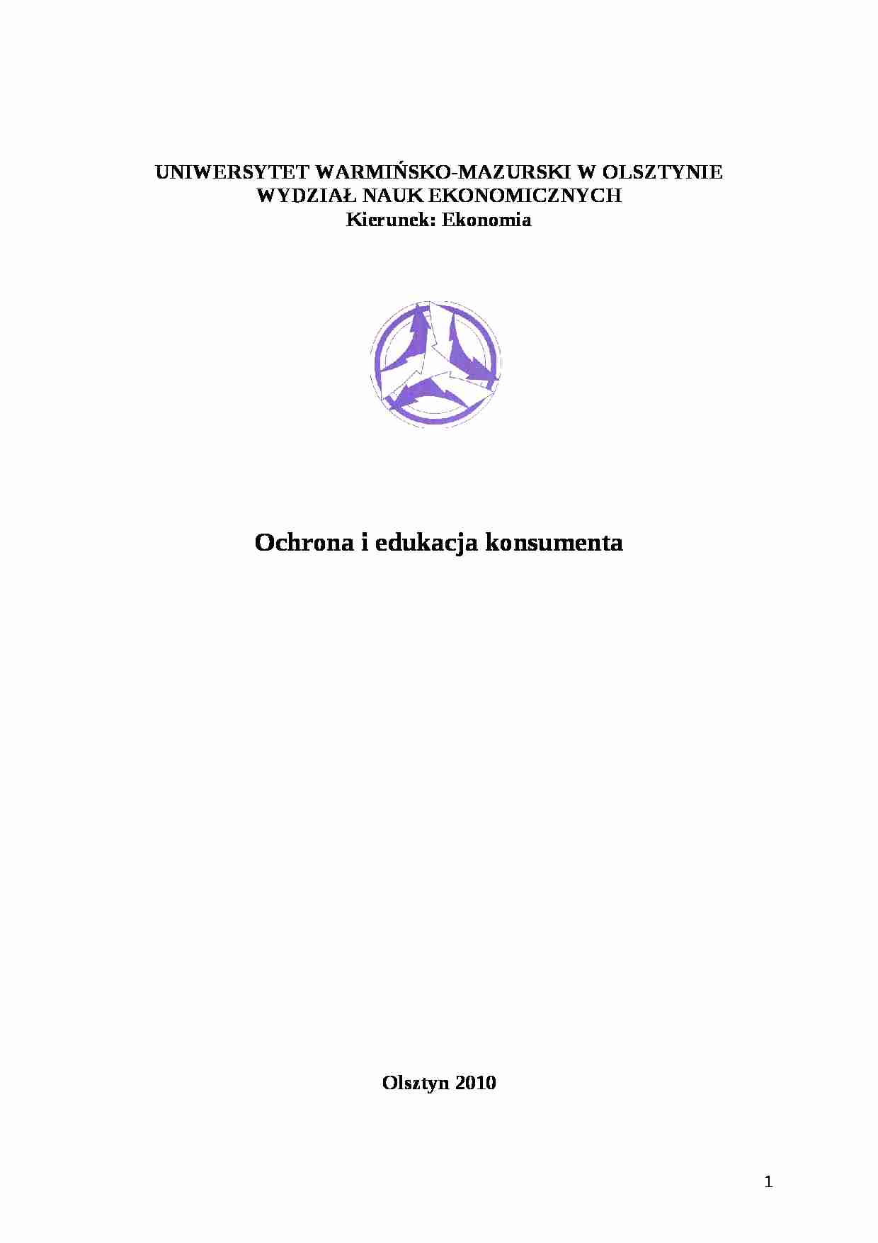 Ochrona i edukacja konsumenta - strona 1