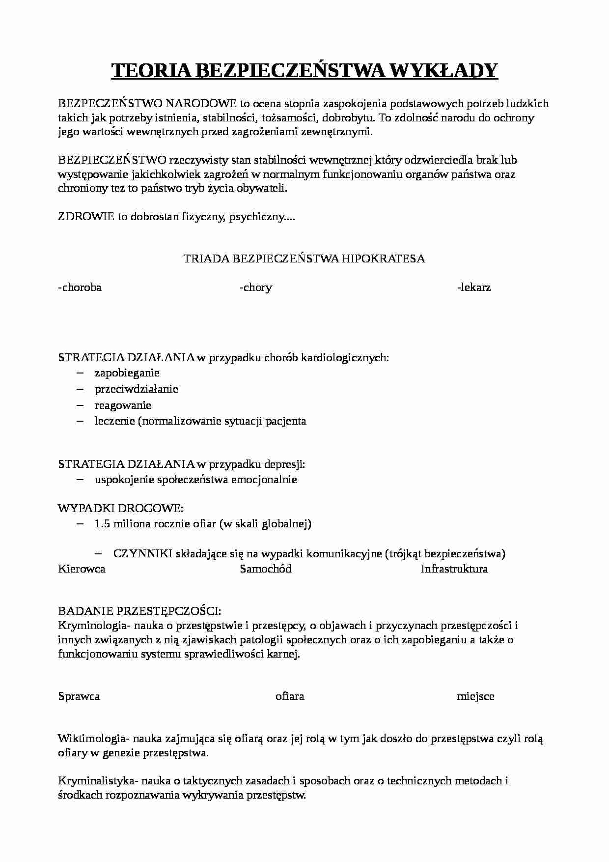 Teoria bezpieczeństwa - strona 1