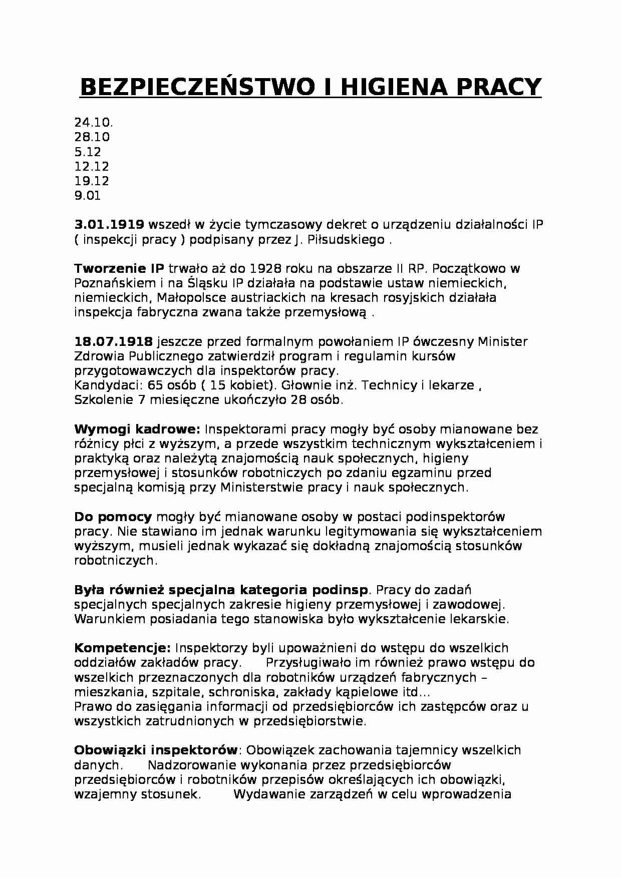 bezpieczeństwo i higiena pracy - wykład, dr Elżbieta Prussak - strona 1