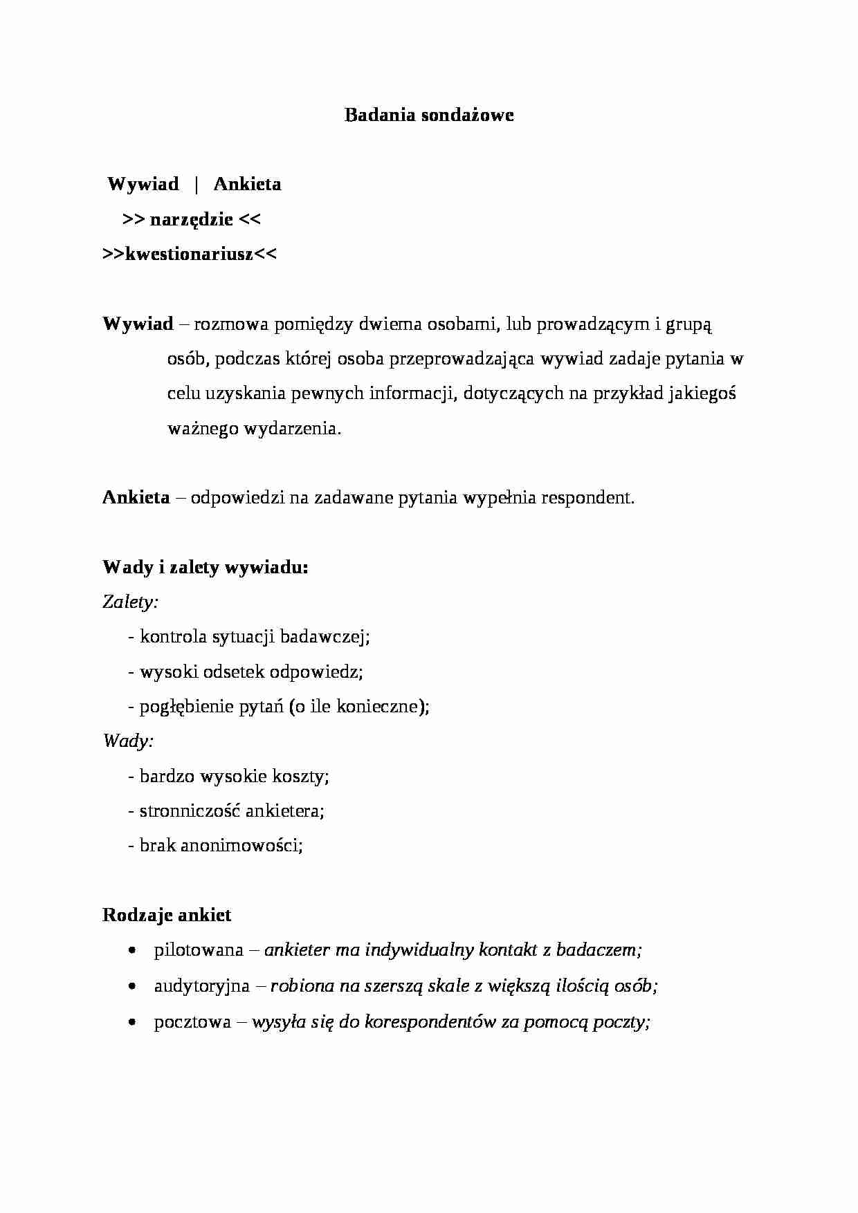 Badania sondażowe - Kwestionariusz - strona 1