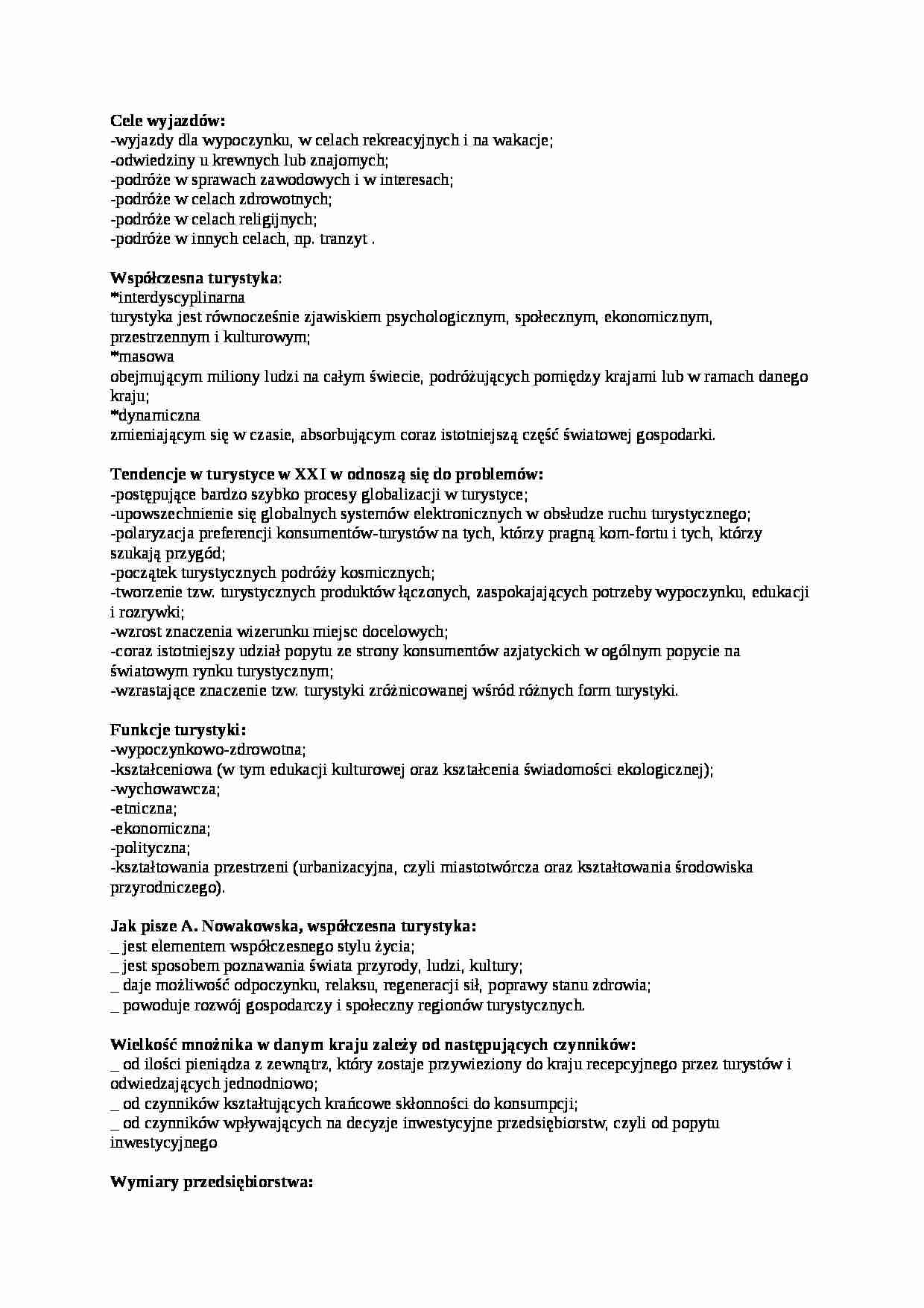 Zarządzanie przedsiębiorstwem turystycznym - wykłady - strona 1