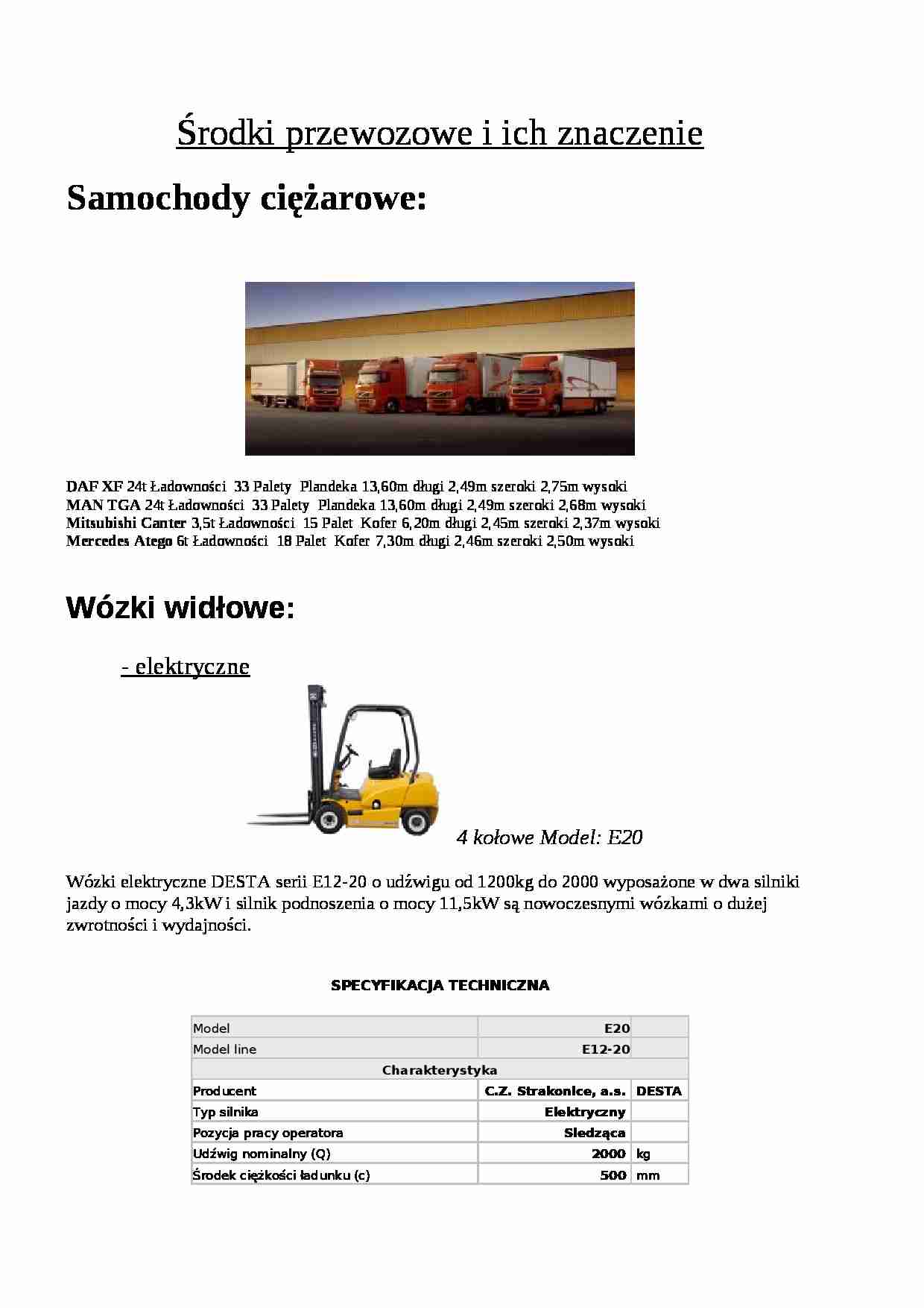 Środki przewozowe i ich znaczenie - strona 1