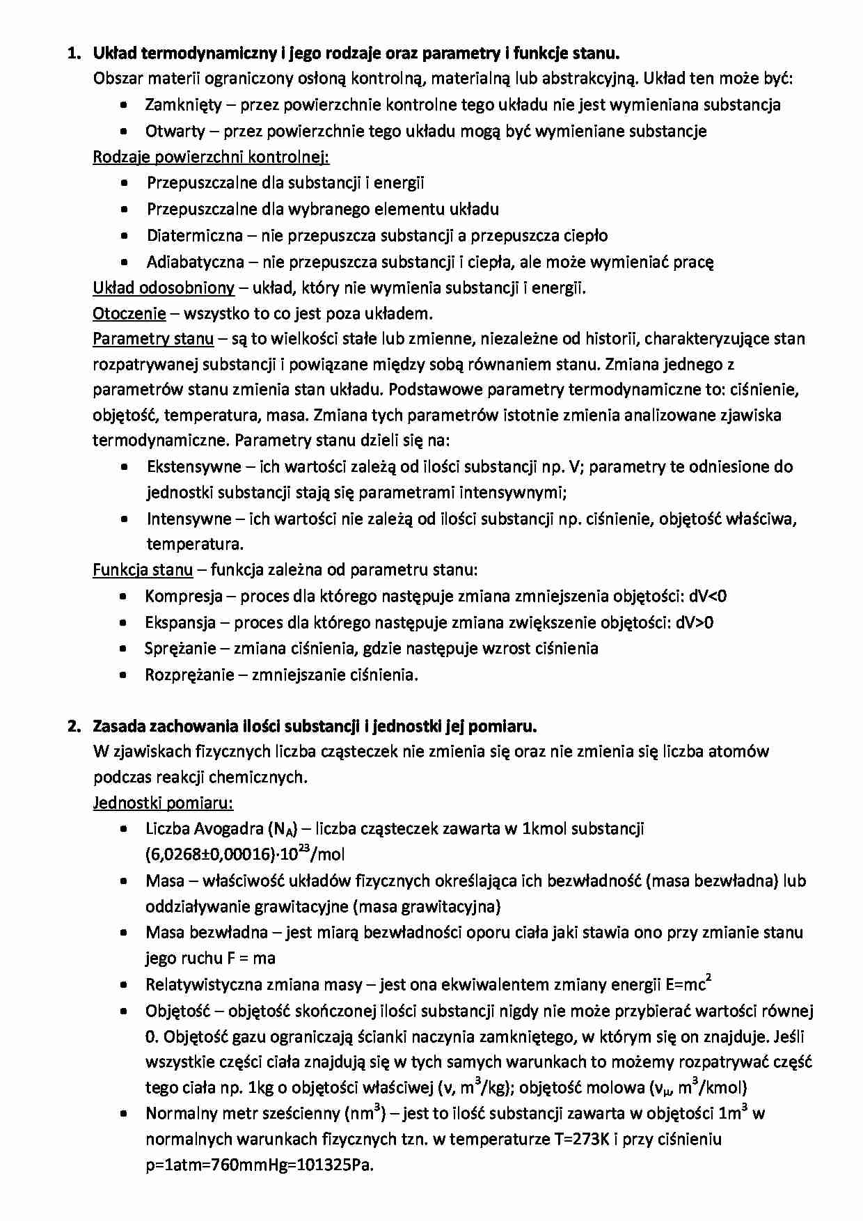 Podstawy techniki cieplnej - pytania i odpowiedzi - strona 1