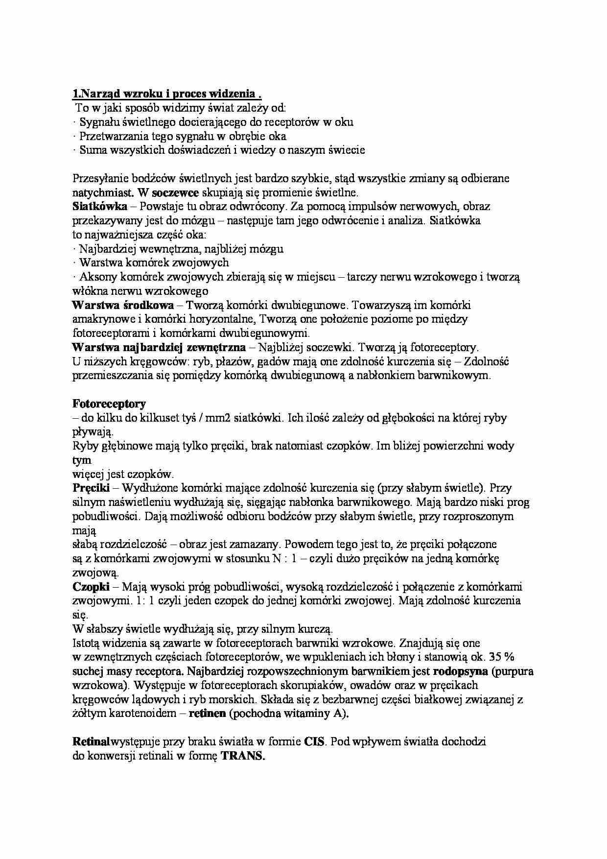 Fizjologia ryb - pytania egzaminacyjne, część I - strona 1