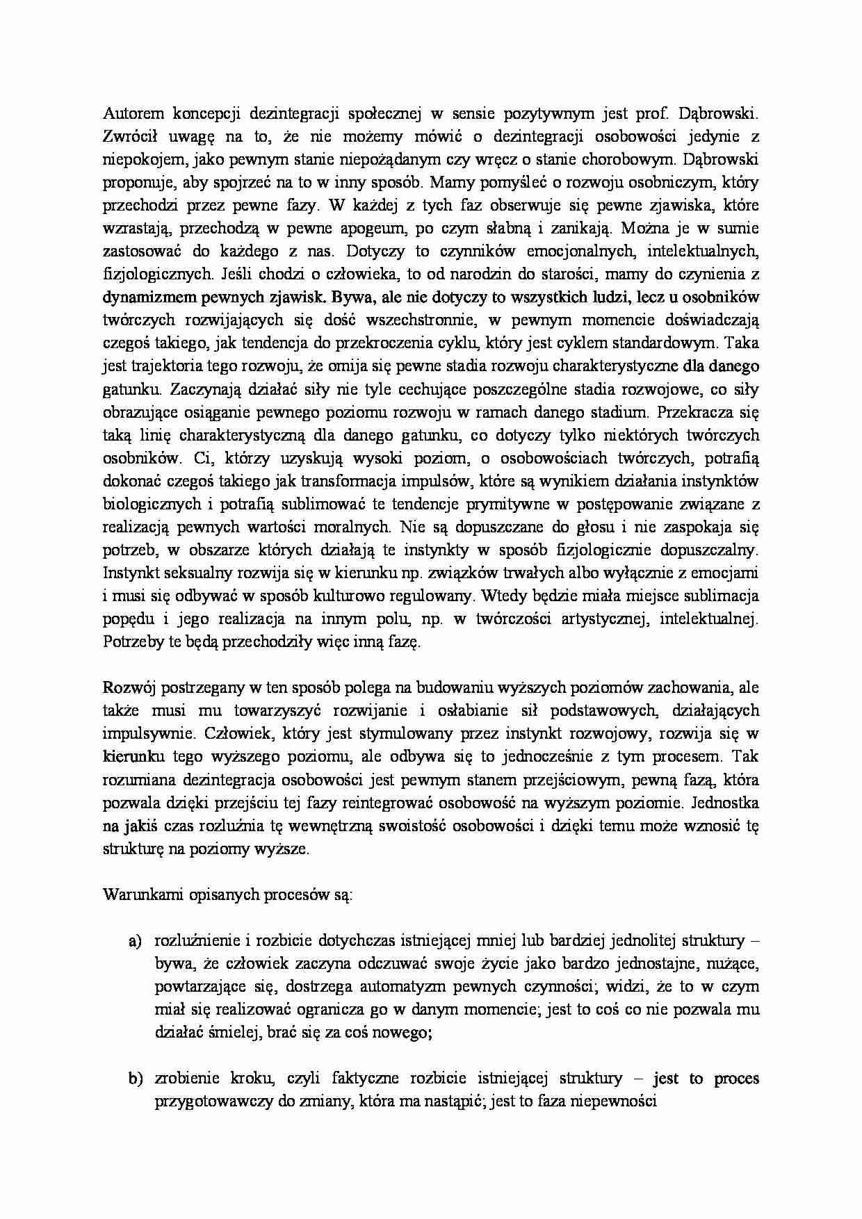 Socjologia - dezintegracja społeczna, koncepcja osobowości nowoczesnej, zbiorowość - strona 1