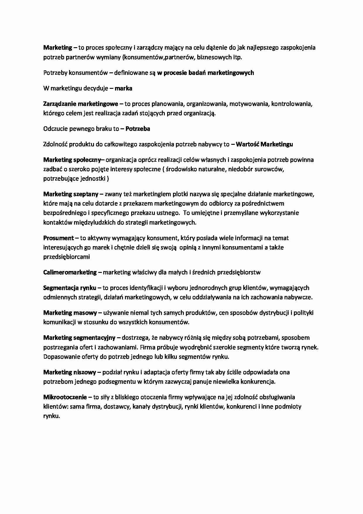 Marketing - podstawowe pojęcia - strona 1
