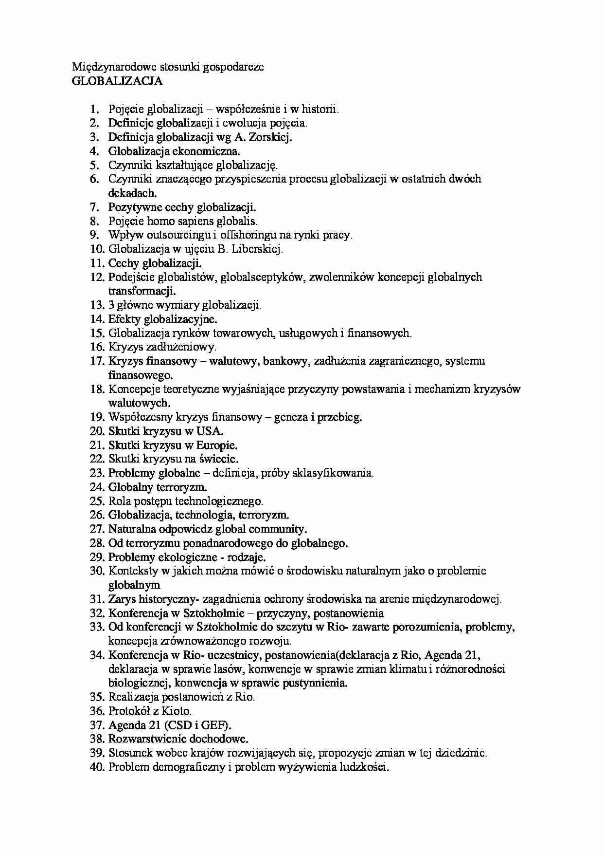 Międzynarodowe stosunki gospodarcze - globalizacja - strona 1
