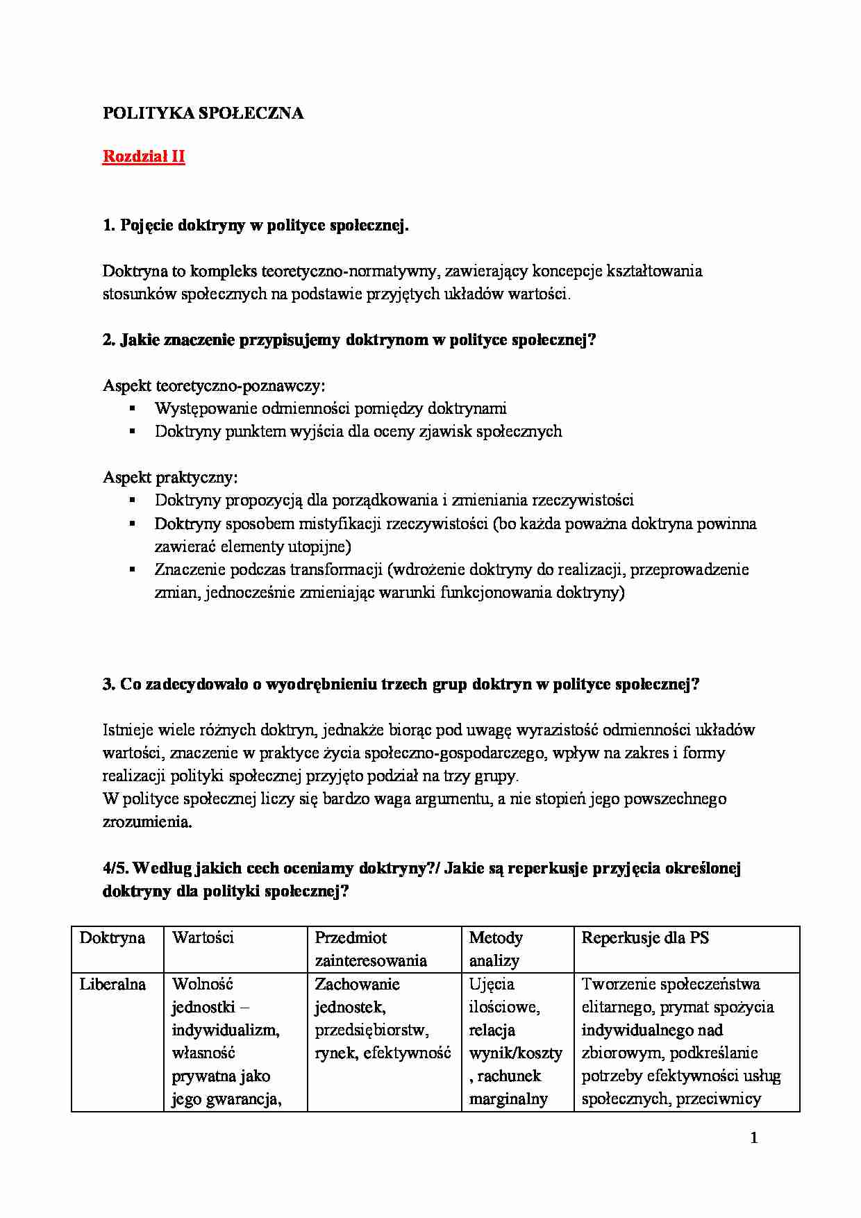 Polityka społeczna - materiały cz.2 - strona 1