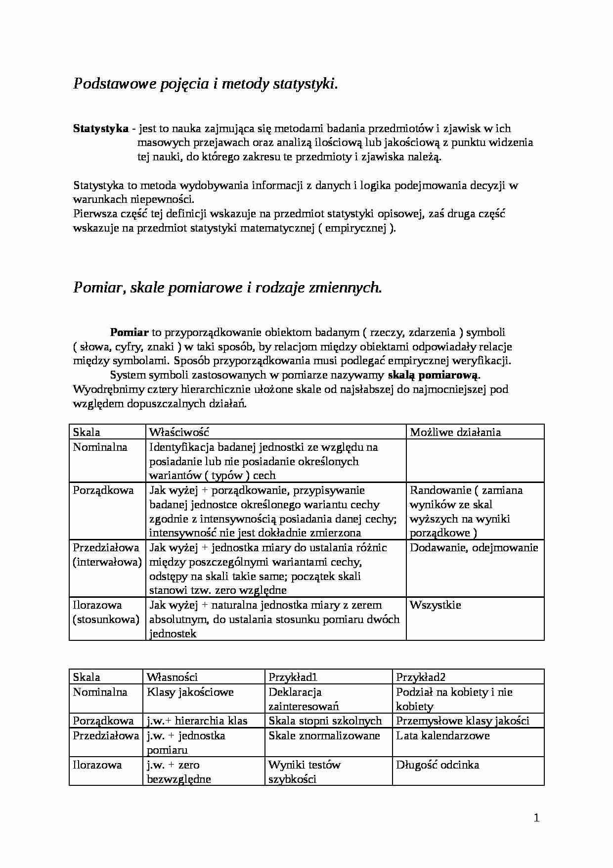 statystyka opisowa - wykłady - strona 1