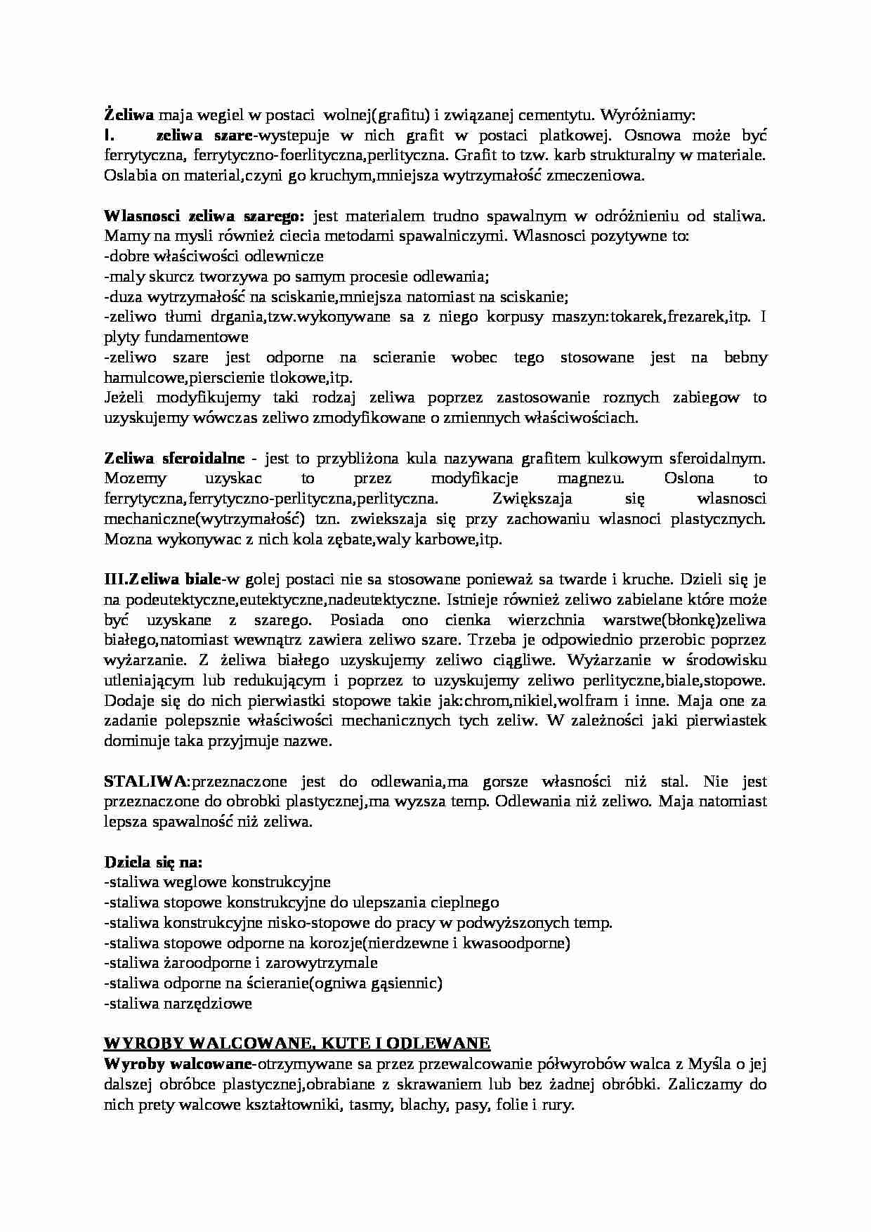 notatki z materiałoznawstwa - strona 1