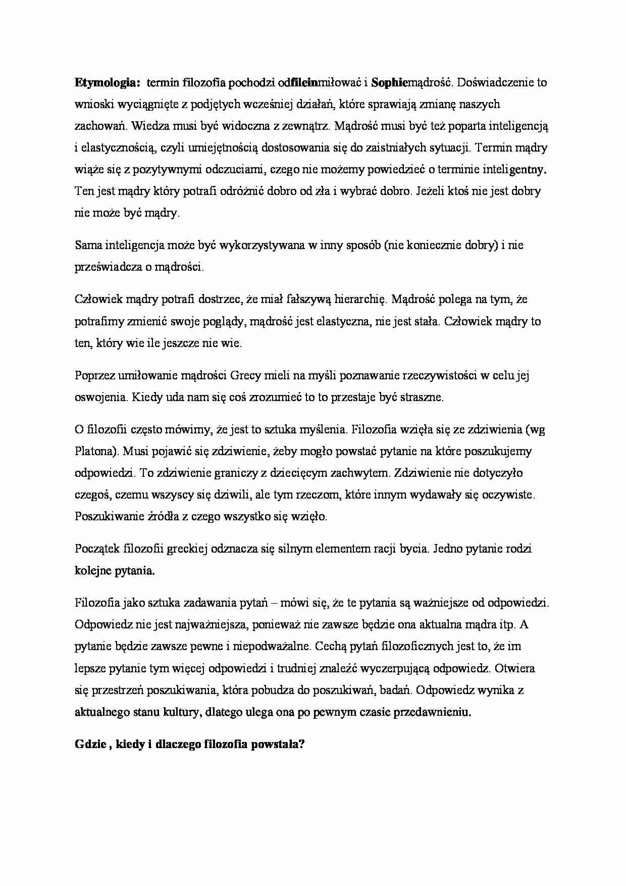 Filozofia - etymologia, moniści, eleaci - strona 1