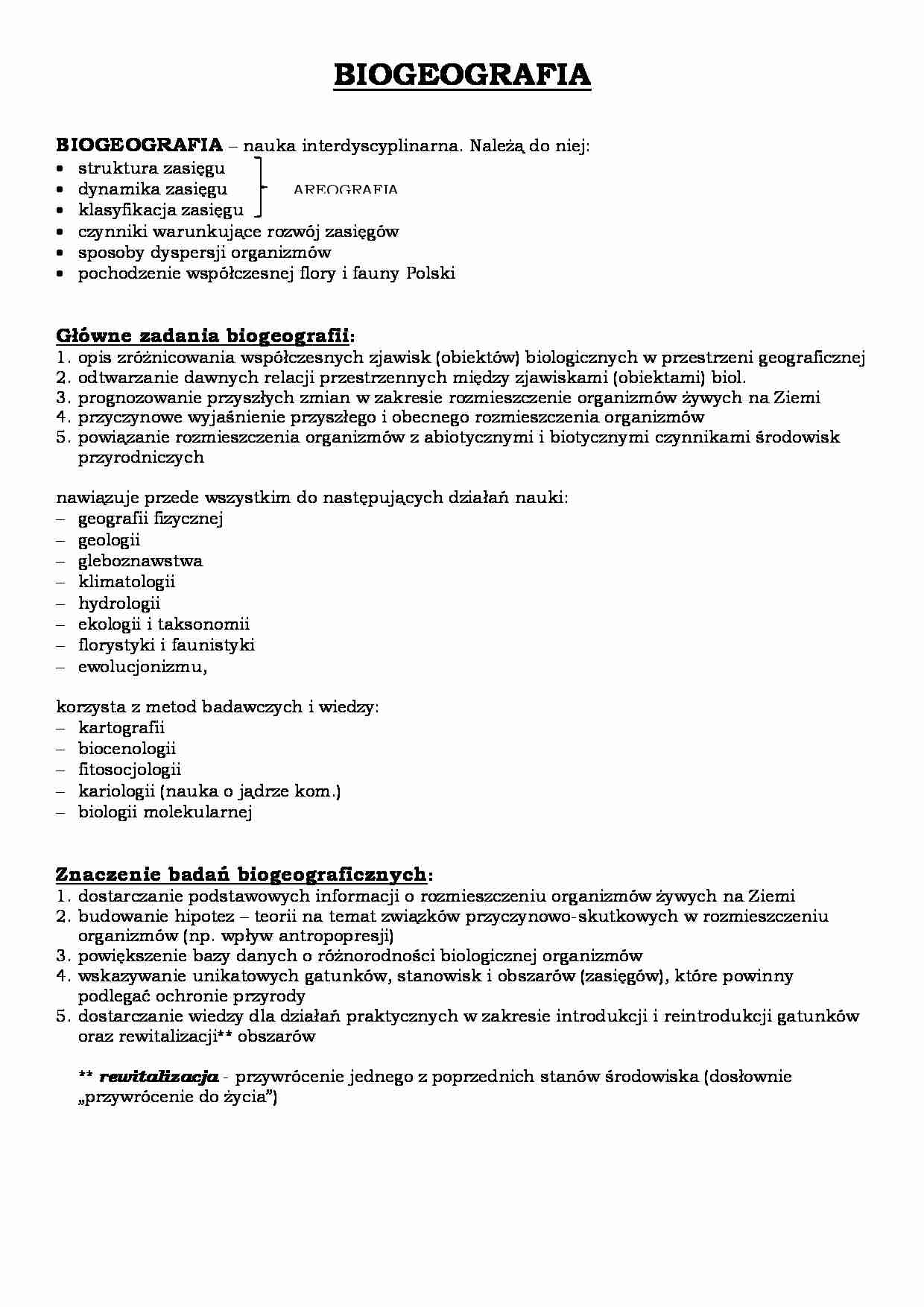 Biogeografia - materiały - strona 1