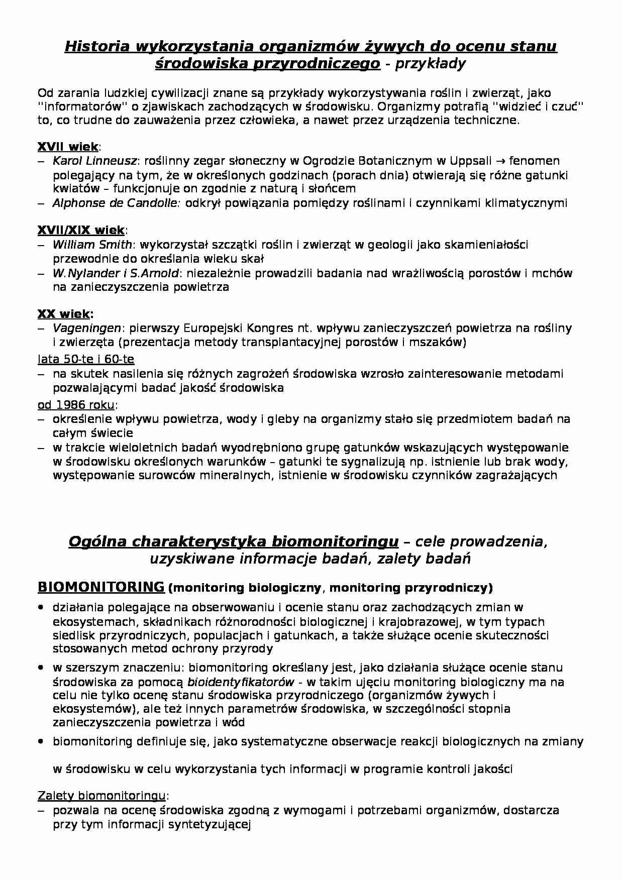 Biomonitoring i bioindykacja - strona 1