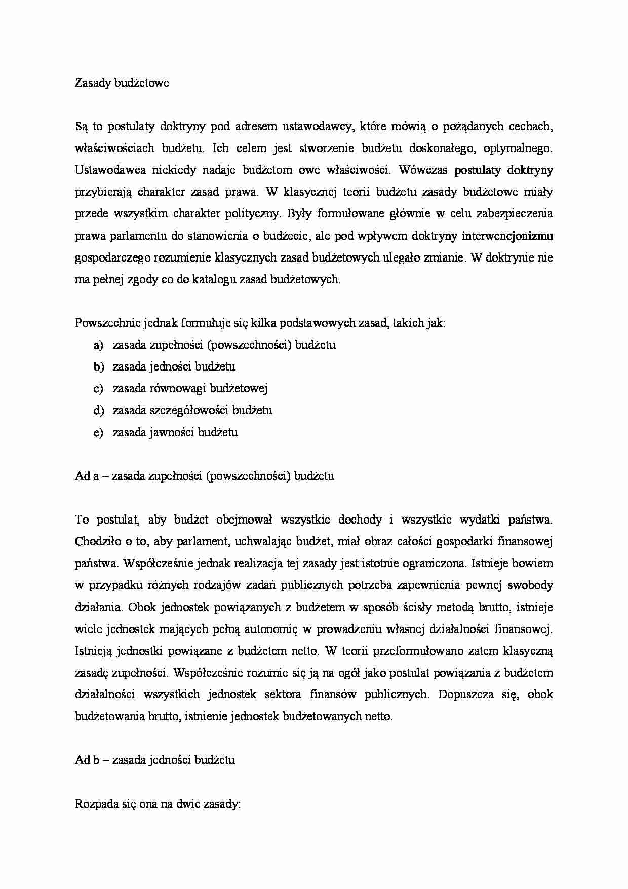 Zasady budżetowe, procedura budżetowa - strona 1