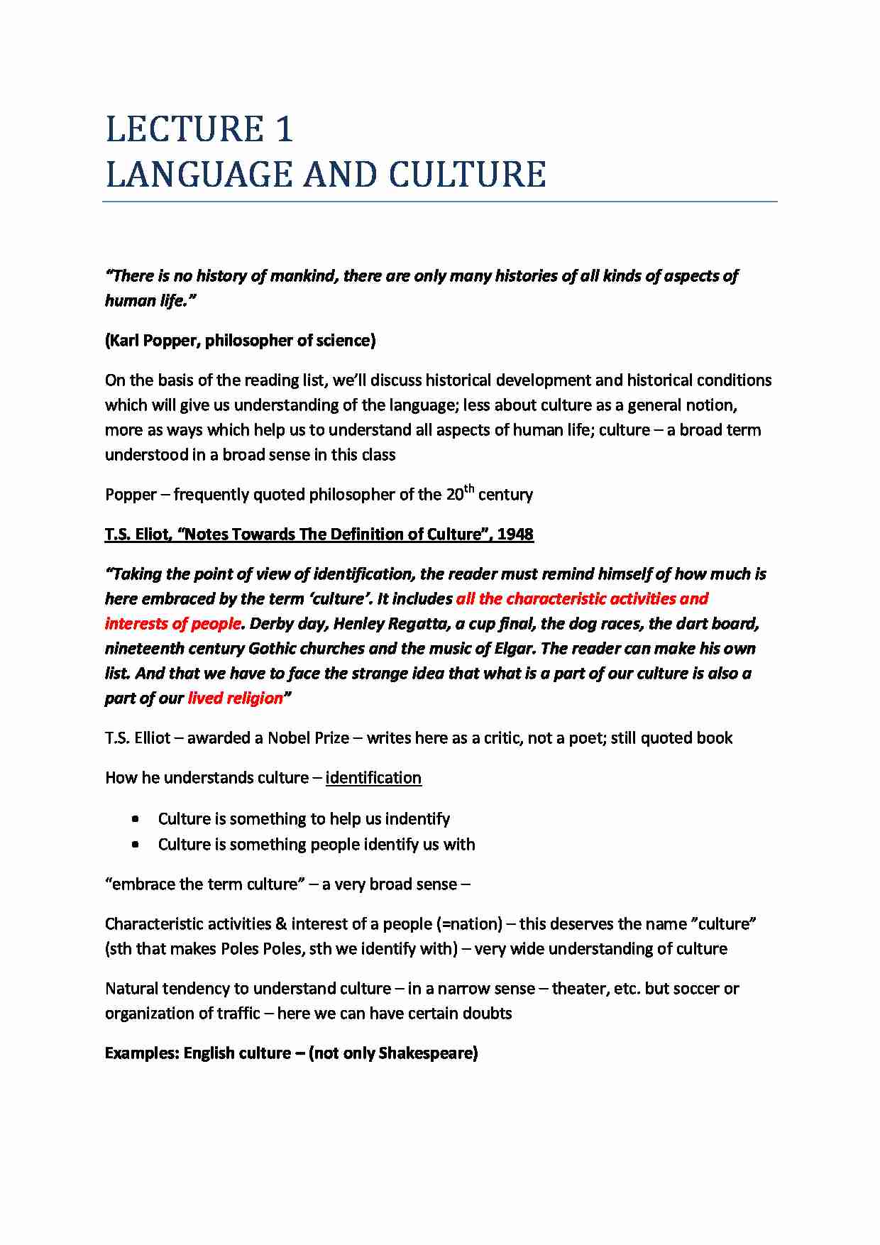 Language and Culture - wykład w języku angielskim cz. 1 - strona 1