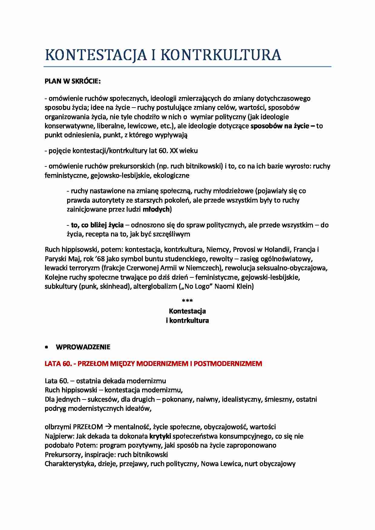 Kontestacja i kontrultura - strona 1