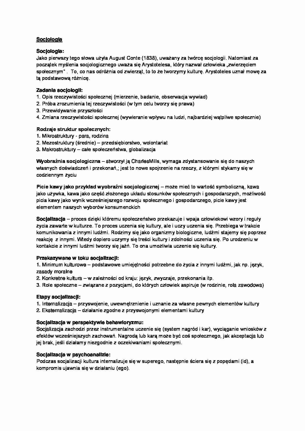 socjologia - materiały z wykładów - strona 1
