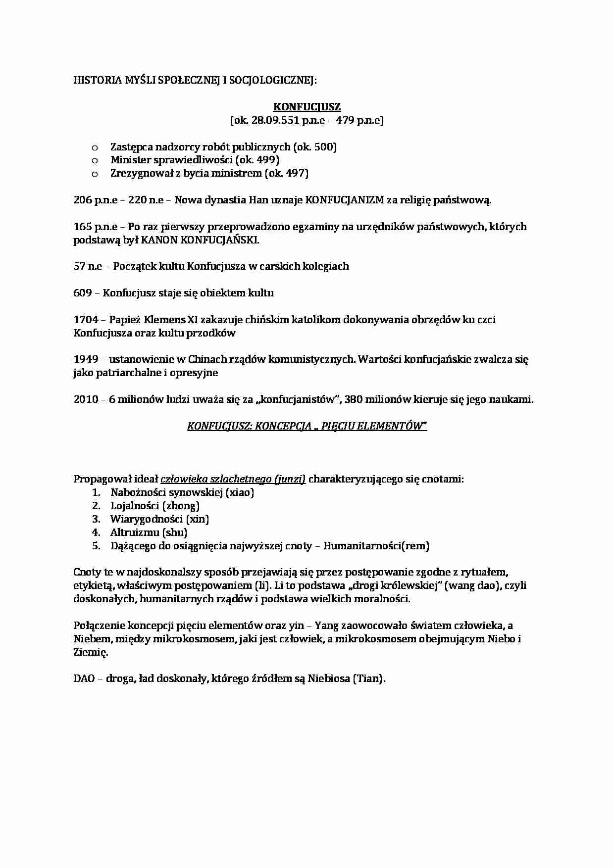 Historia myśli społecznej i socjologicznej - notatki - strona 1