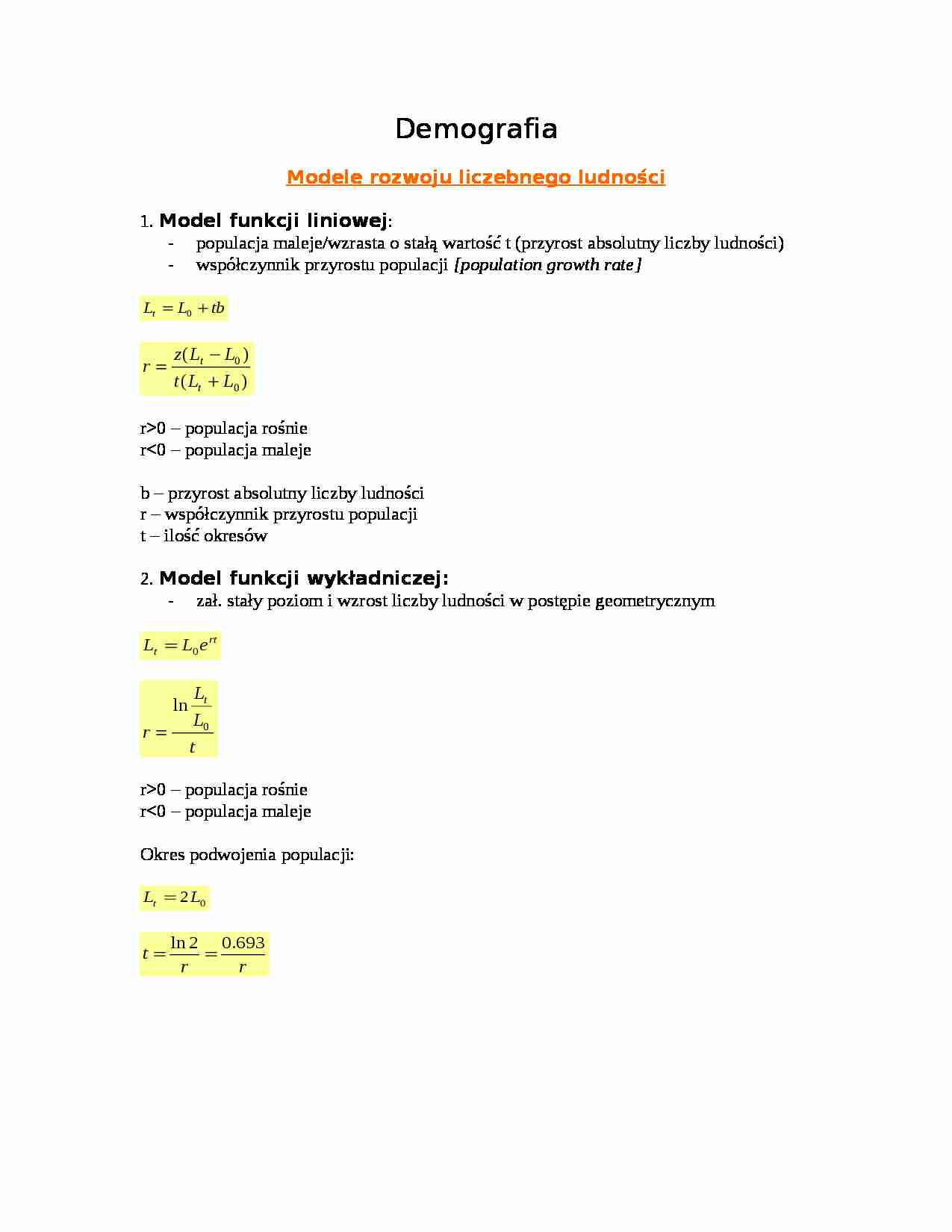 Demografia - Modele rozwoju liczebnego ludności - strona 1