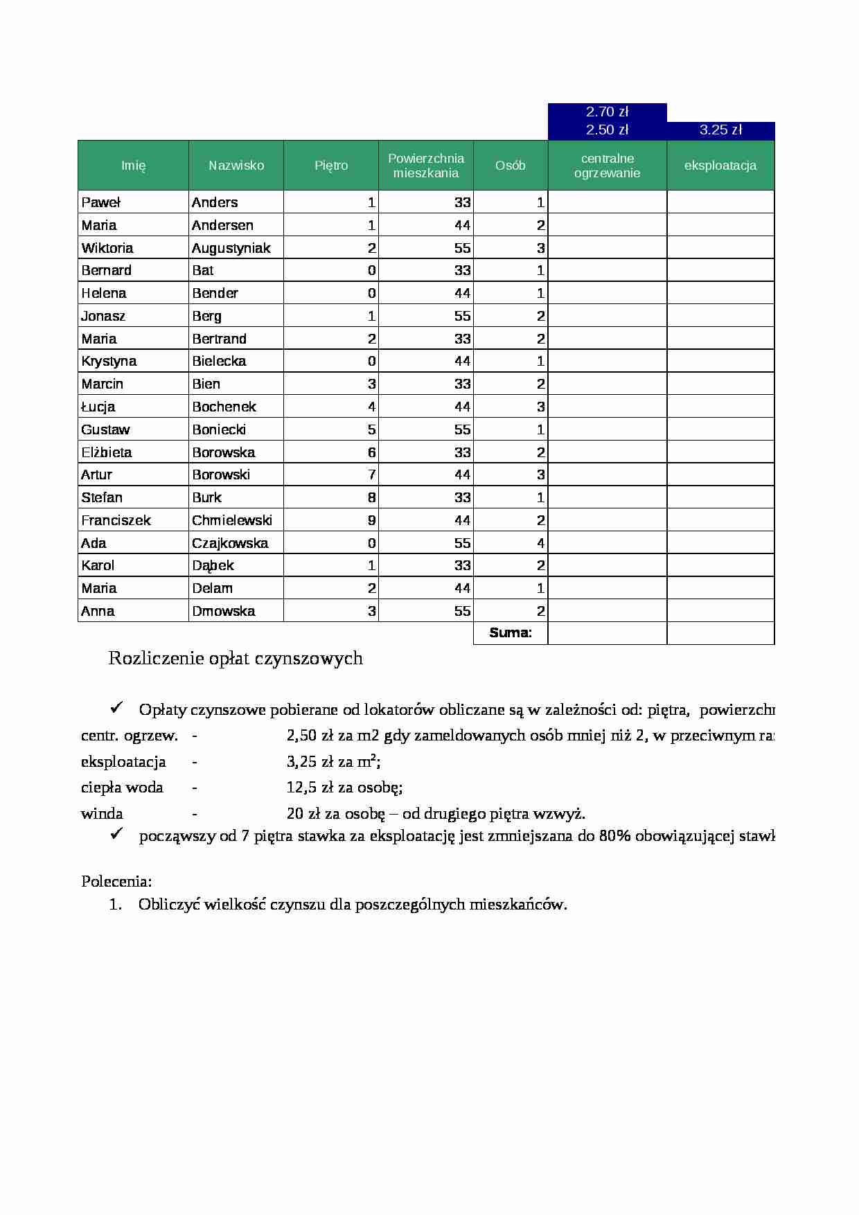 Technologia Informacyjna w Ekonomii - zadania 2 - strona 1