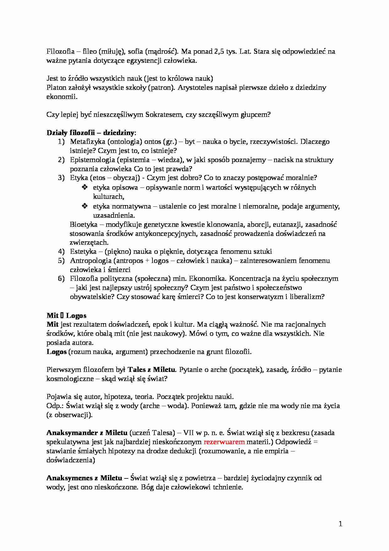 Początki filozofii - strona 1