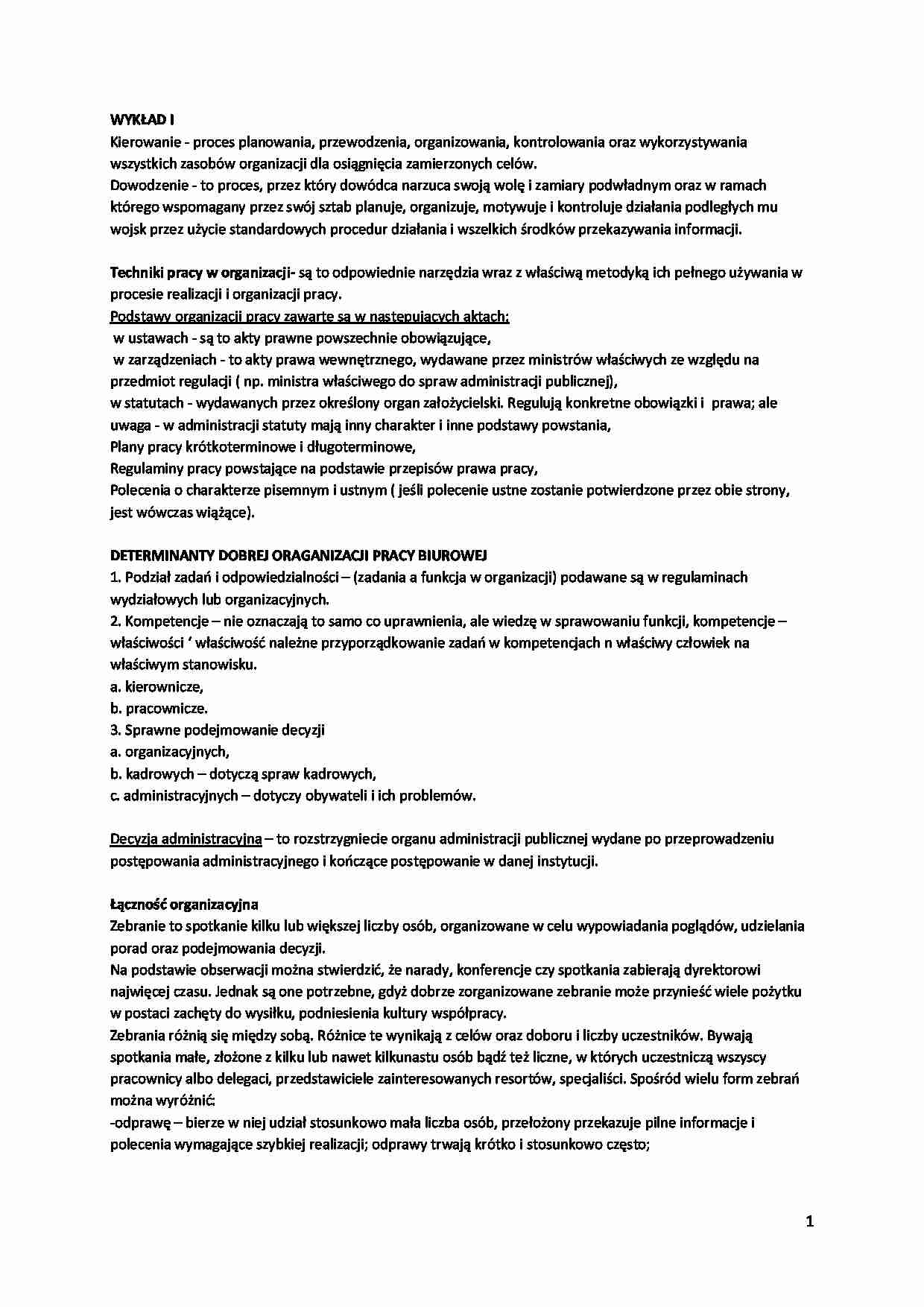 Praca sztabowo-biurowa wykłady - strona 1