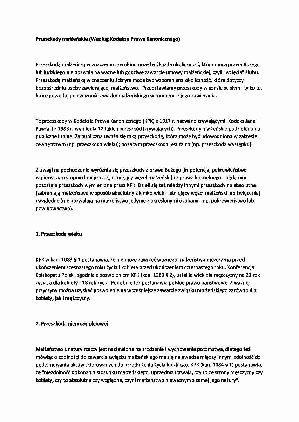 przeszkody małżeńskie - strona 1