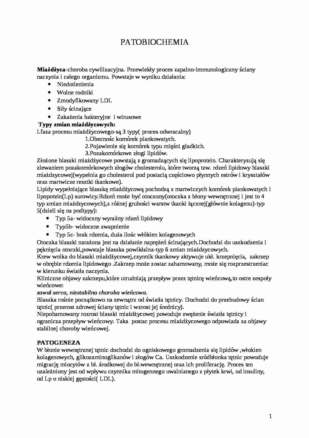 Patobiochemia - wykłady - strona 1