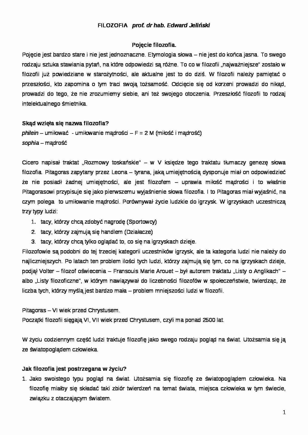 Filozofia - wykłady - Pitagoras - strona 1