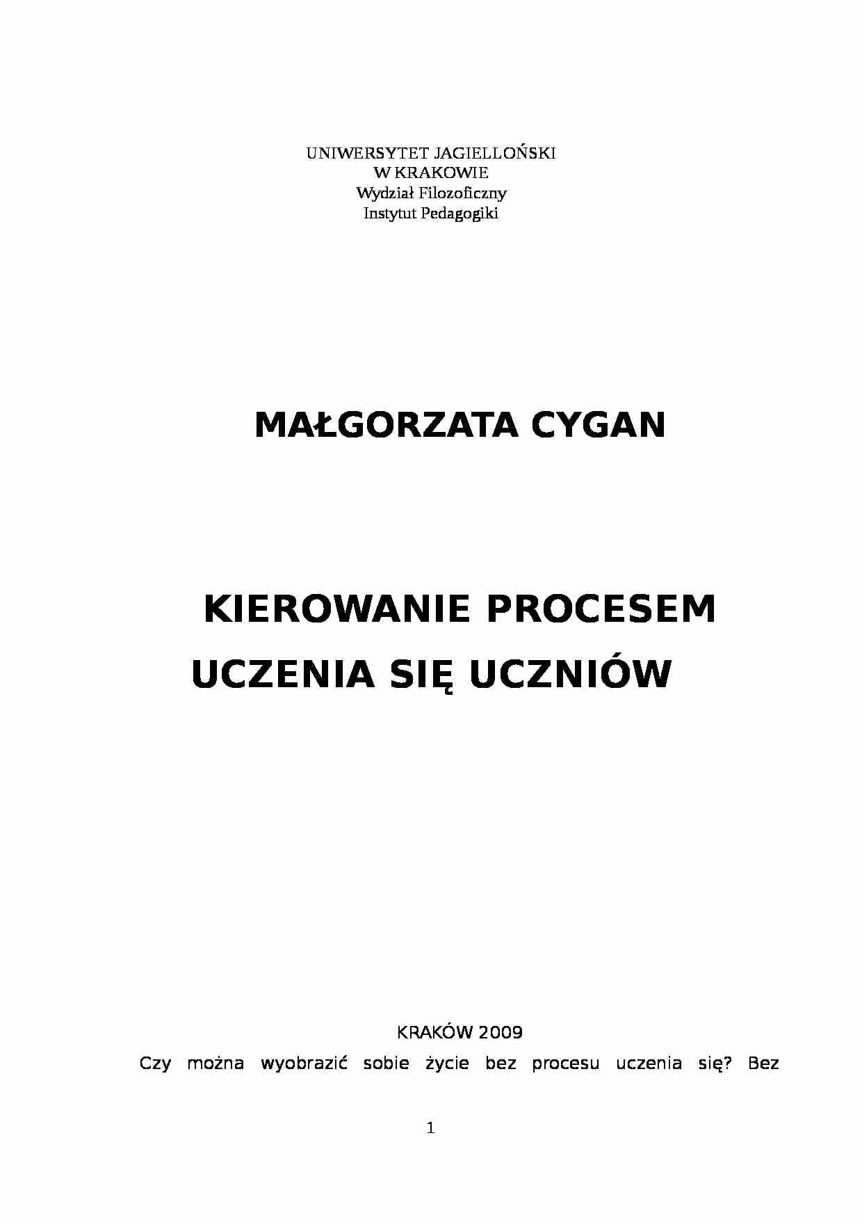 Kierowanie procesem uczenia się uczniów - praca zaliczeniowa - strona 1