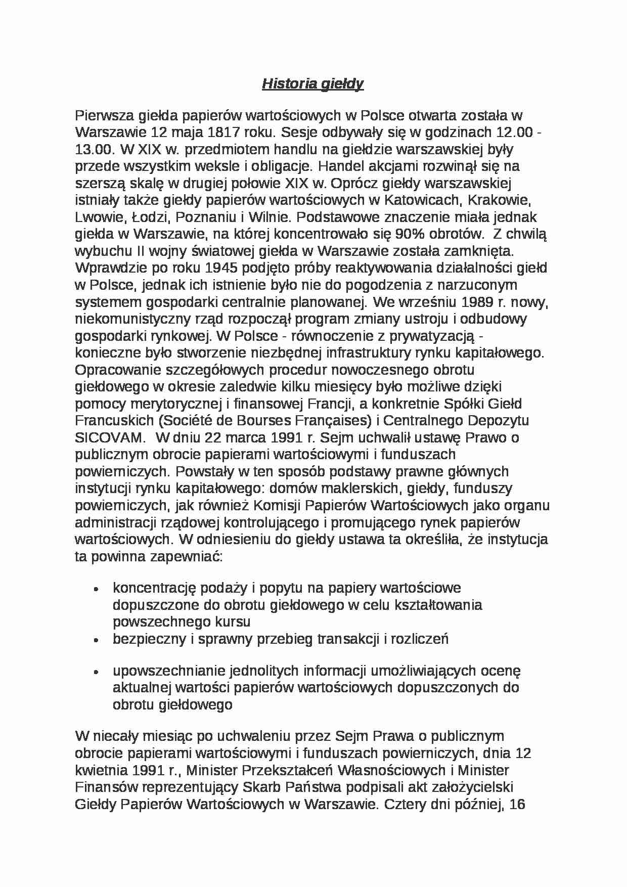 Historia giełdy - strona 1