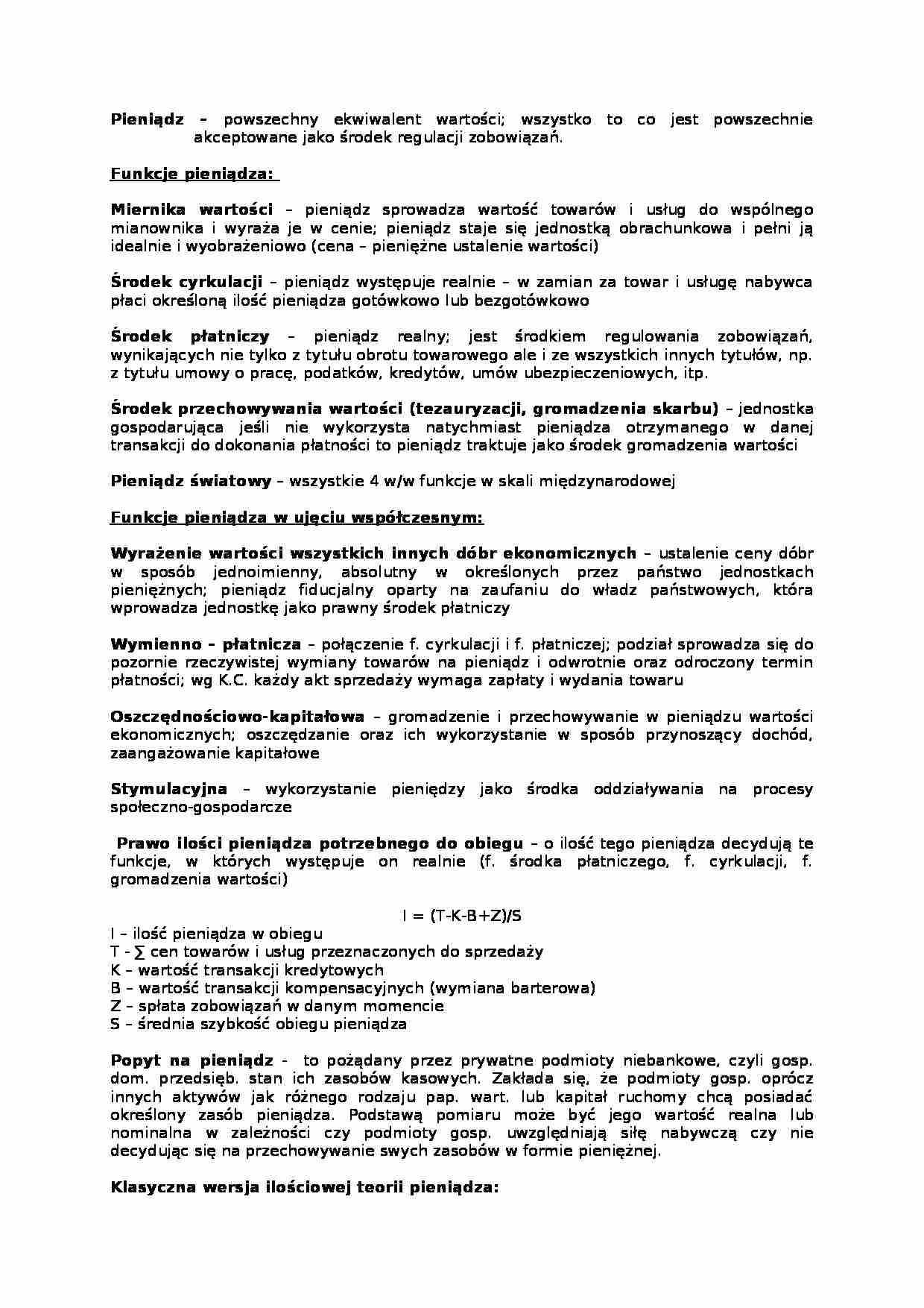 Pieniądz i polityka monetarna - strona 1