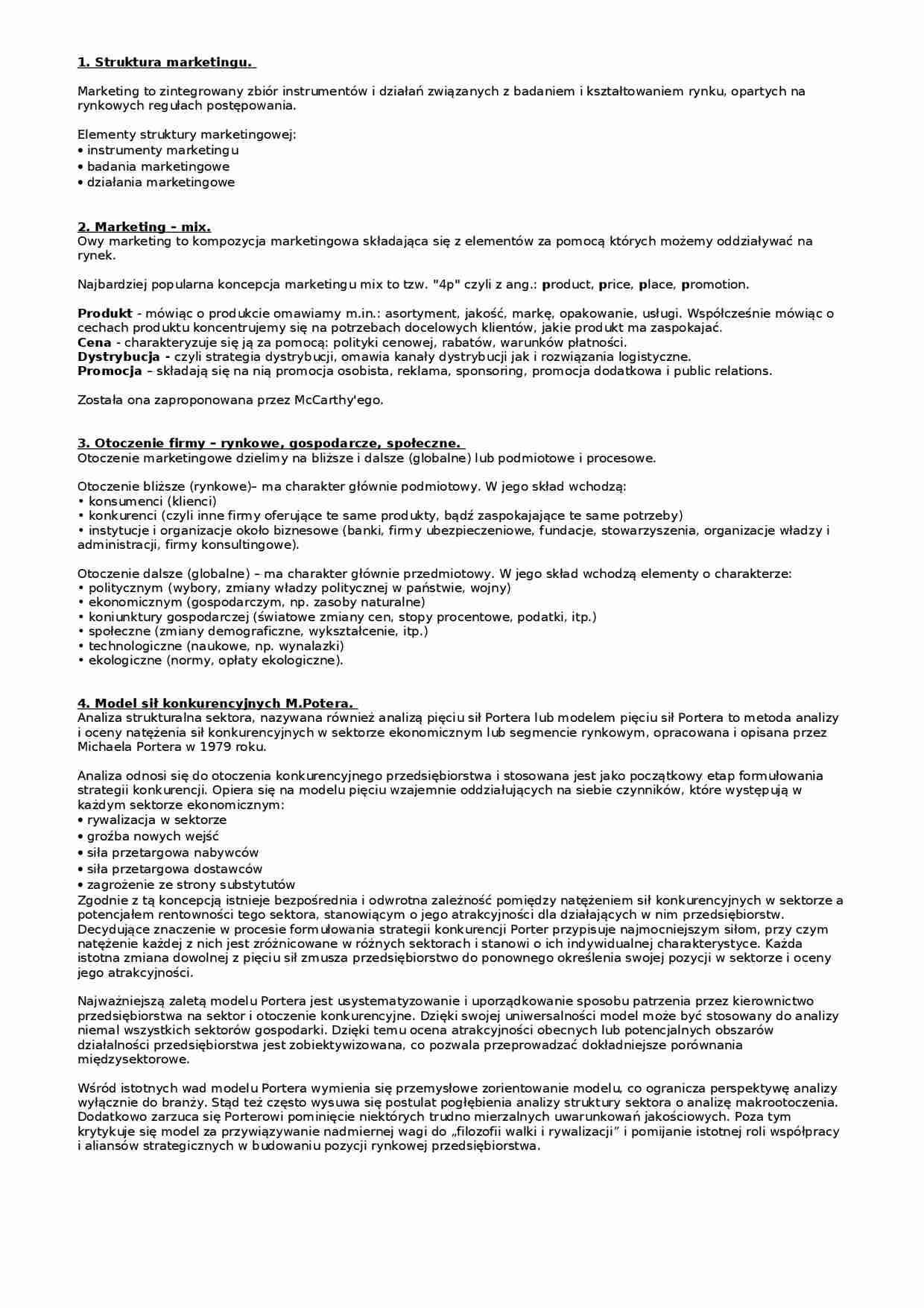 Podstawy marketingu - opracowanie do wykładu - strona 1