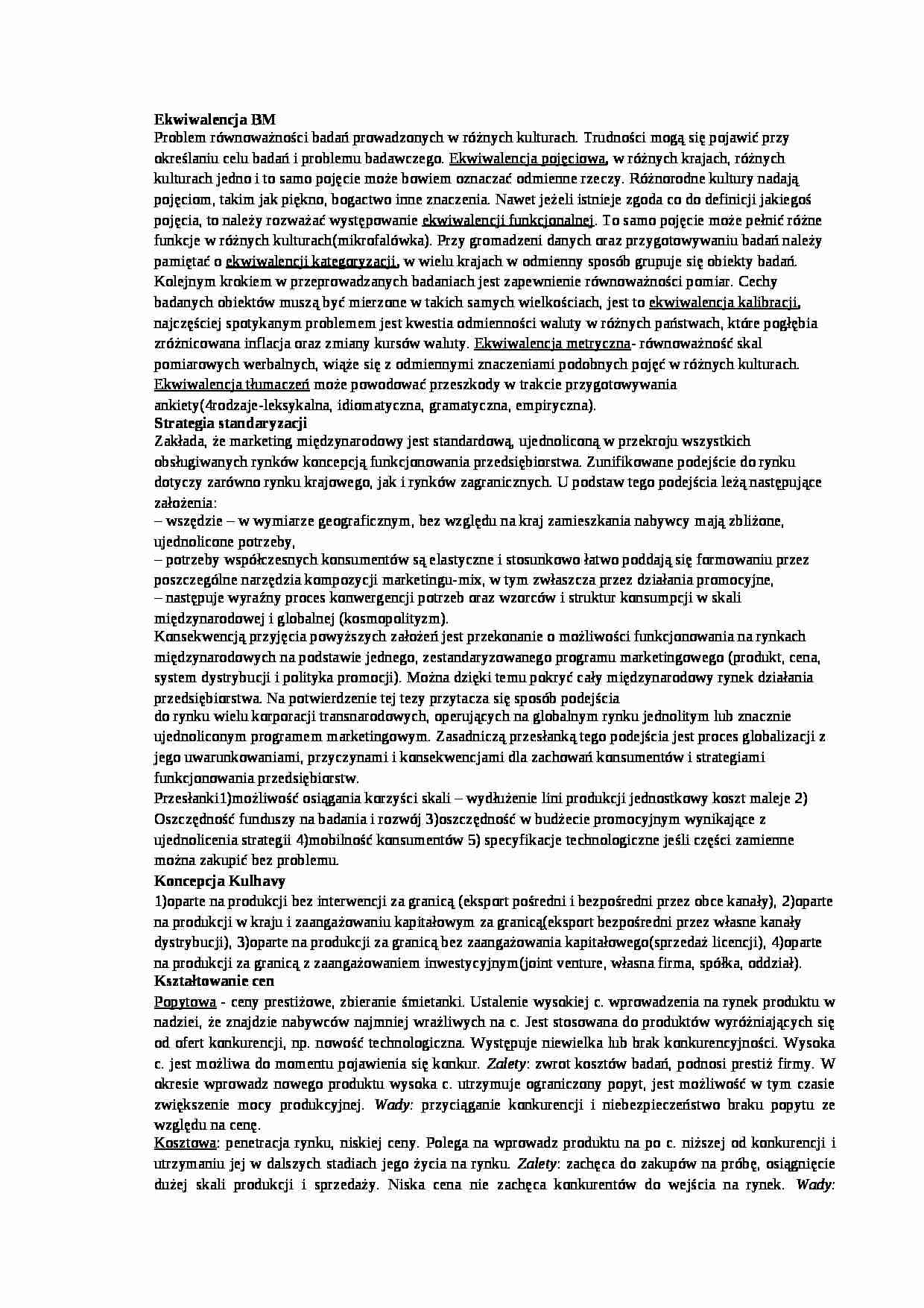 Marketing międzynarodowy - Strategia standaryzacji - strona 1