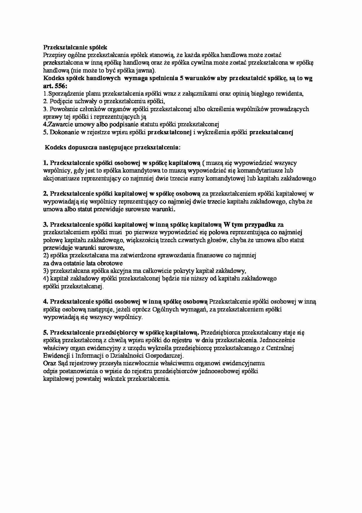 Przekształcanie spółek - strona 1