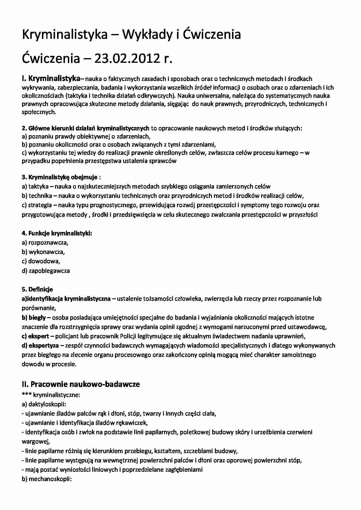 Kryminalistyka - kierunki działań - strona 1