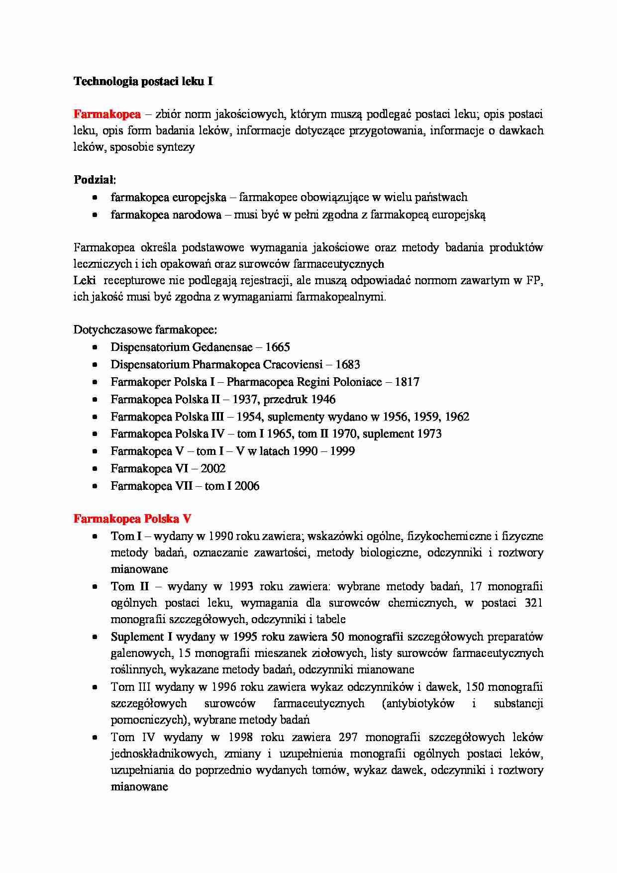 Technologia postaci leku - strona 1