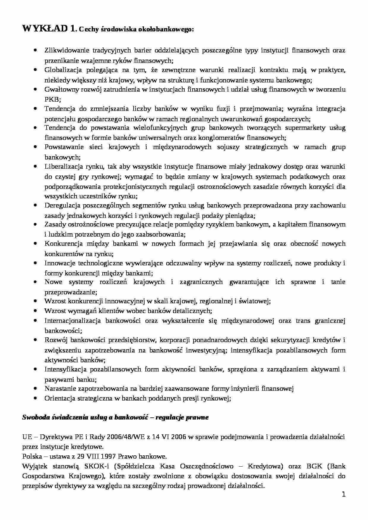 Zarządzanie instytucjami kredytowymi - komplet wykładów - strona 1