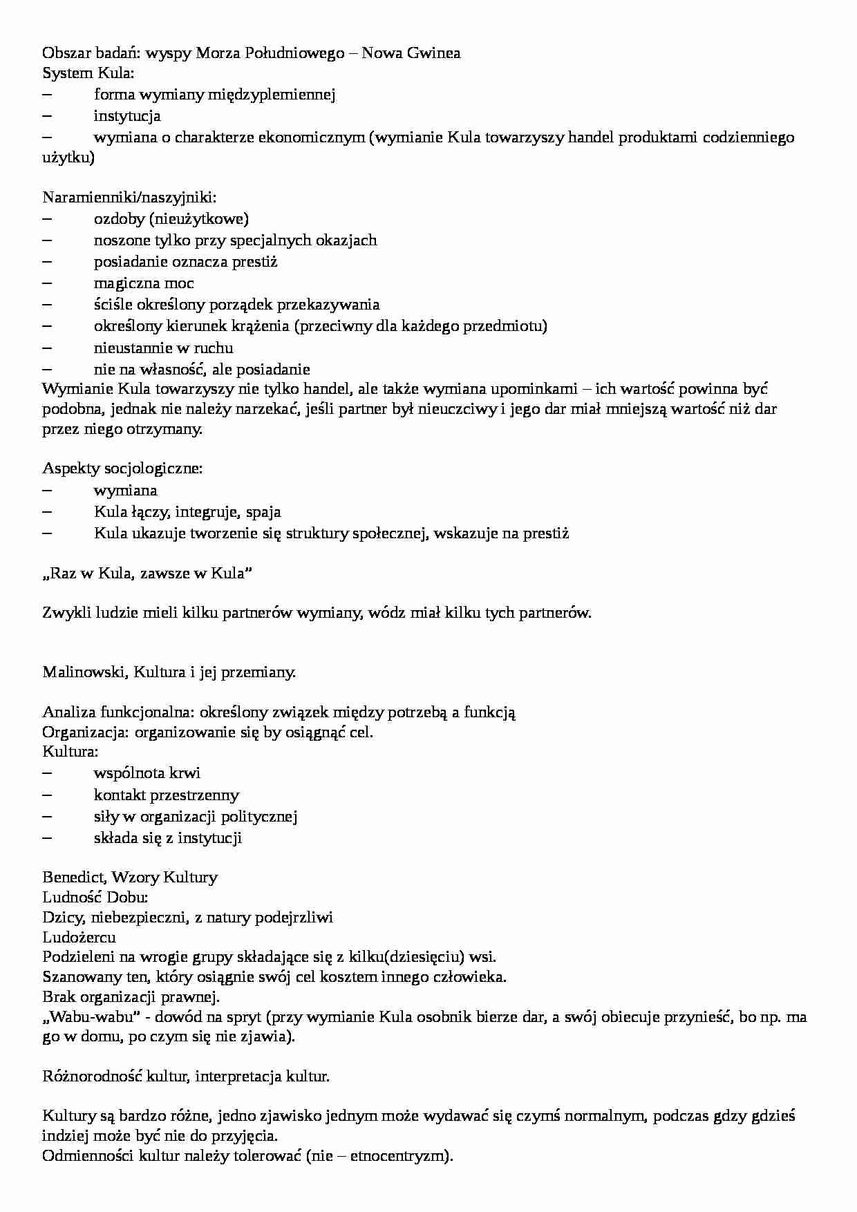 Antropologia kulturowa ćwiczenia - strona 1