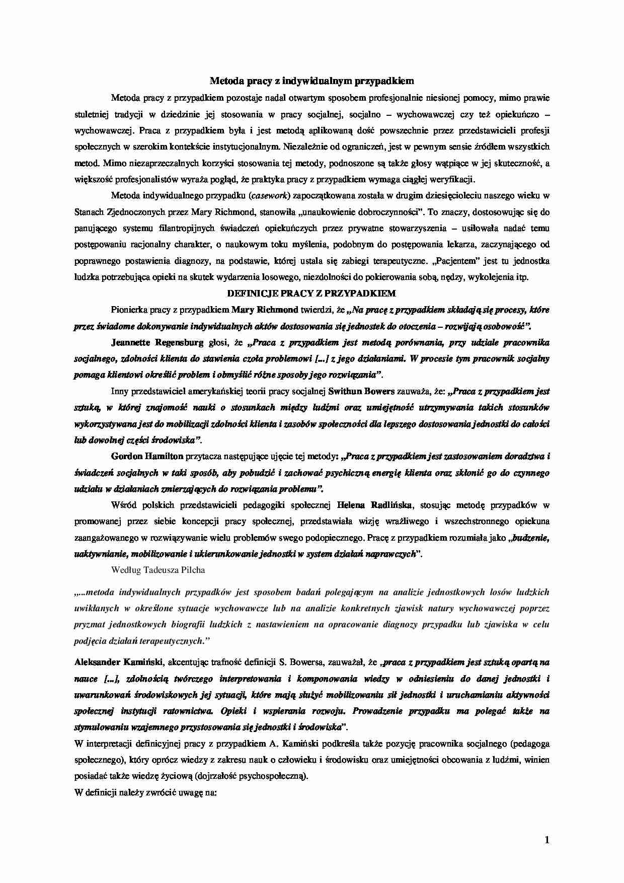 Praca z indywidualnym przypadkiem - strona 1