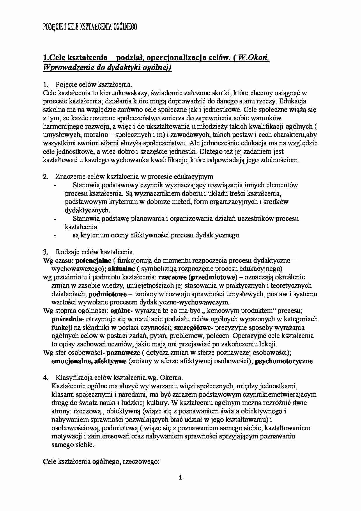 Pedagogika ogólna  - ćwiczenia - strona 1