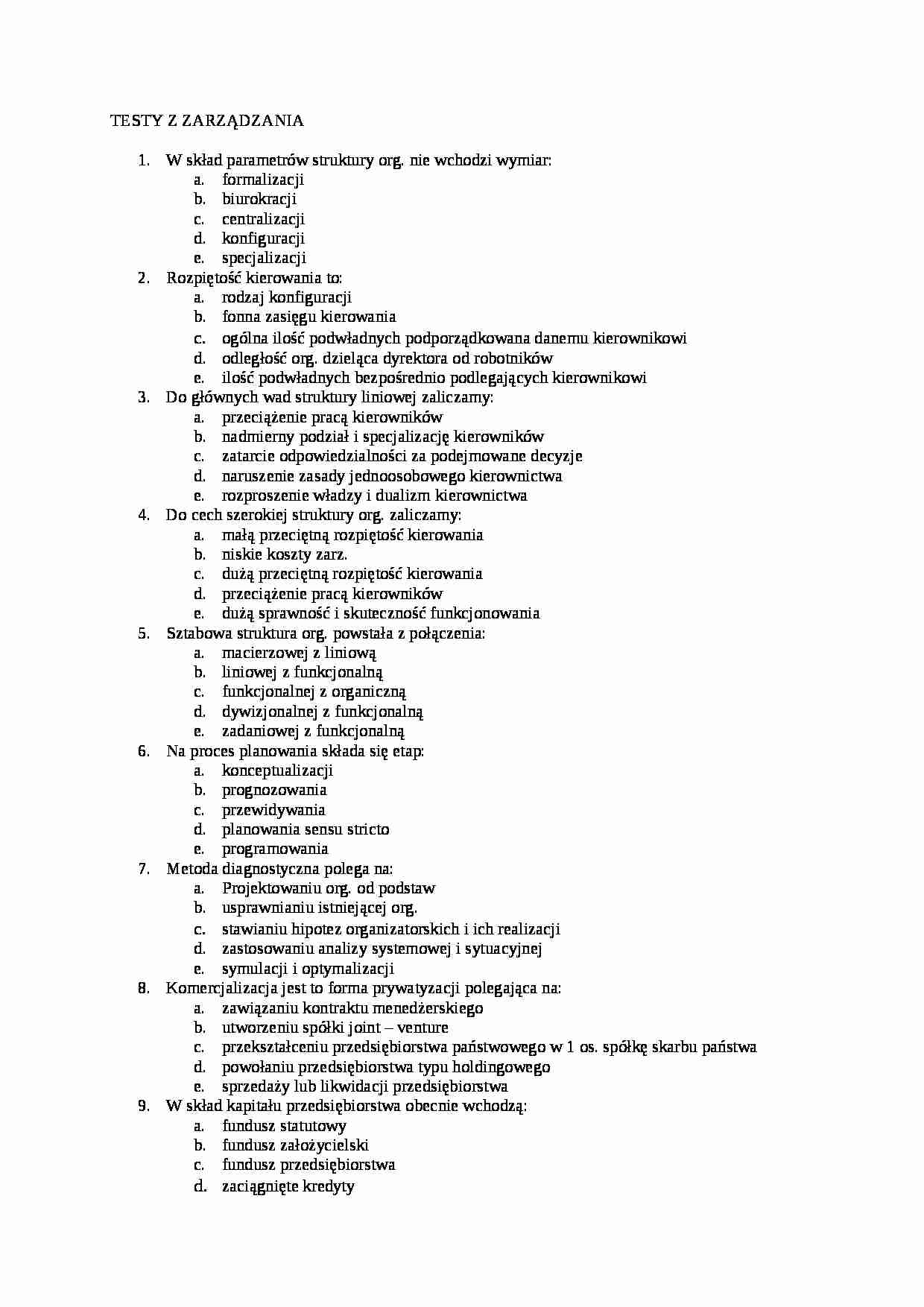 Podstawy zarządzanie - test - strona 1