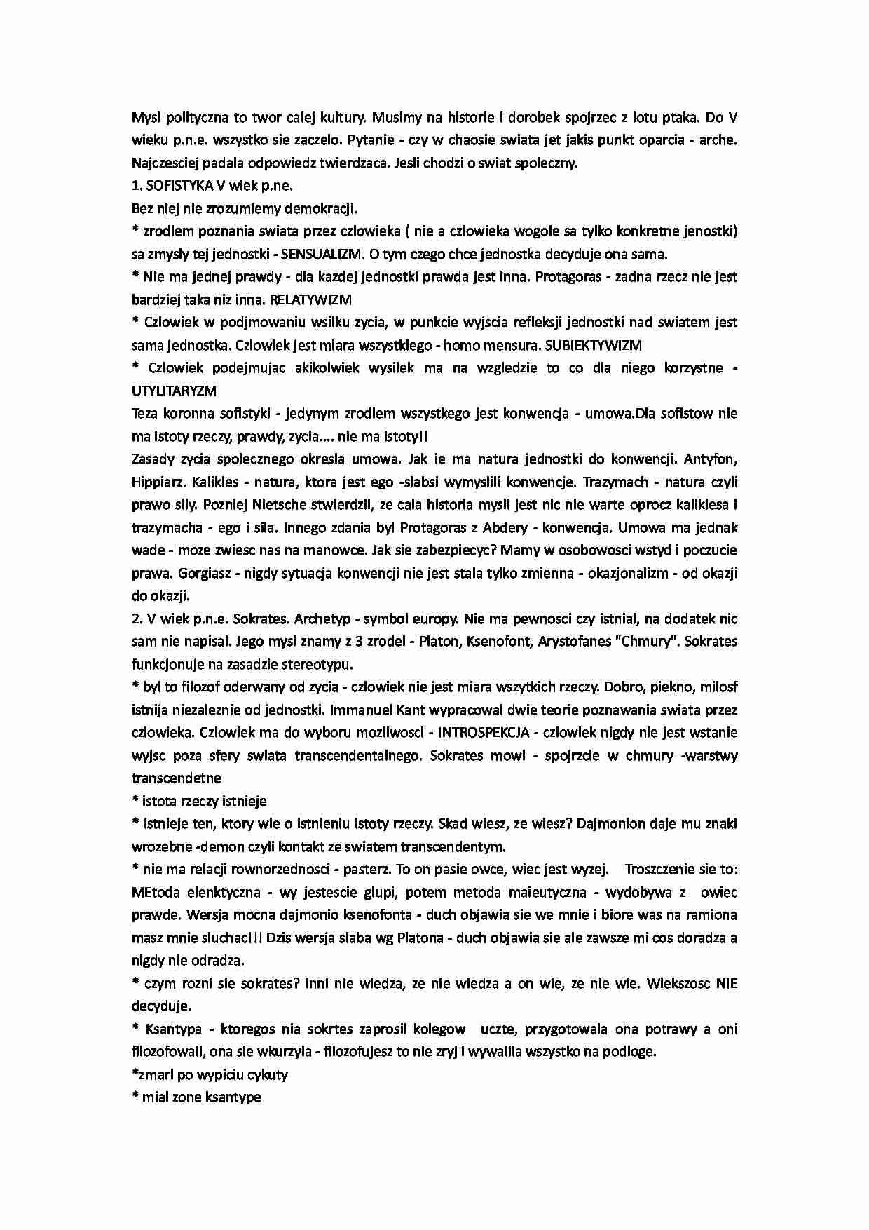 Historia myśli politycznej - wykład - strona 1