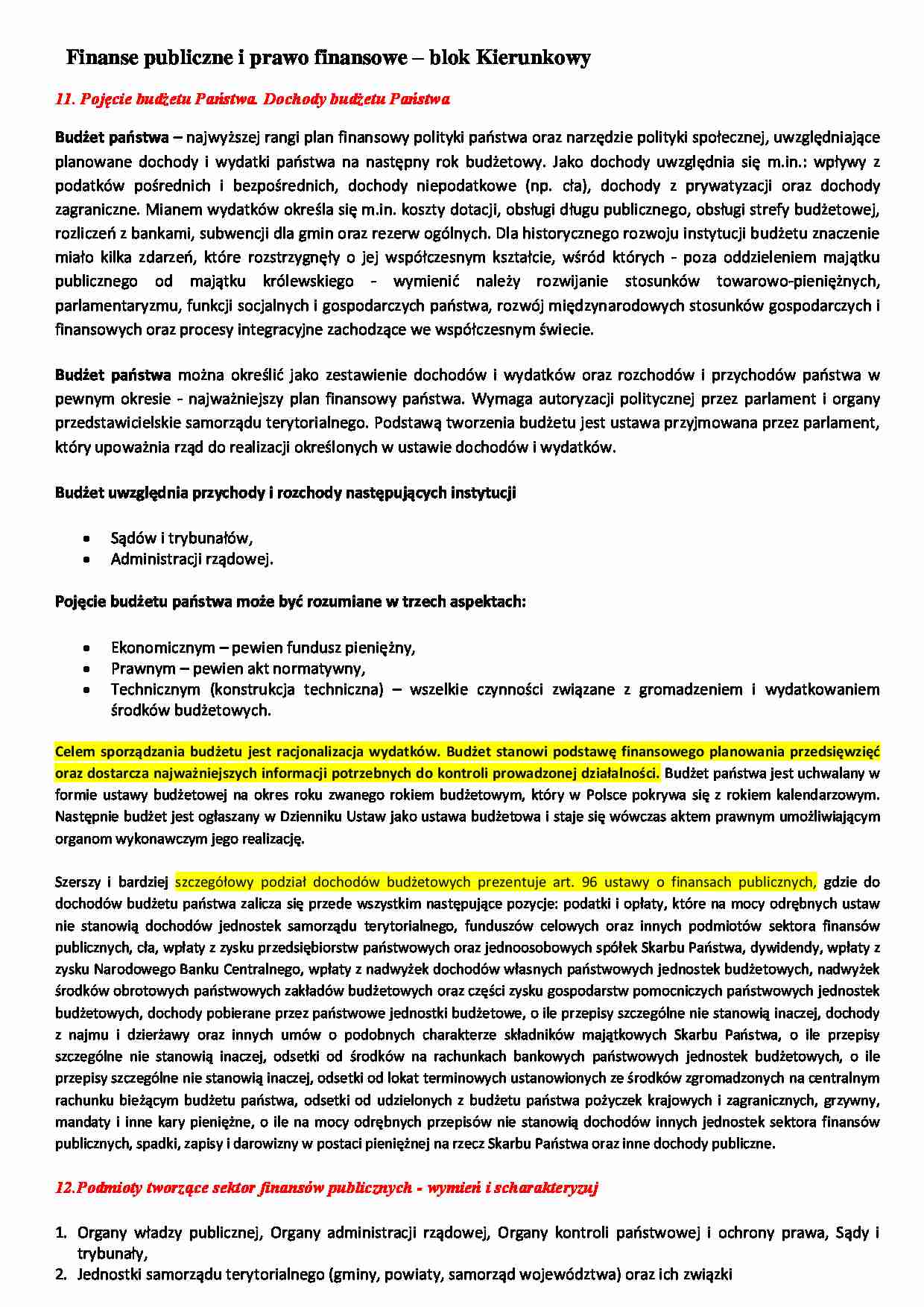 Prawo Finansowe - Dochody budżetu Państwa  - strona 1