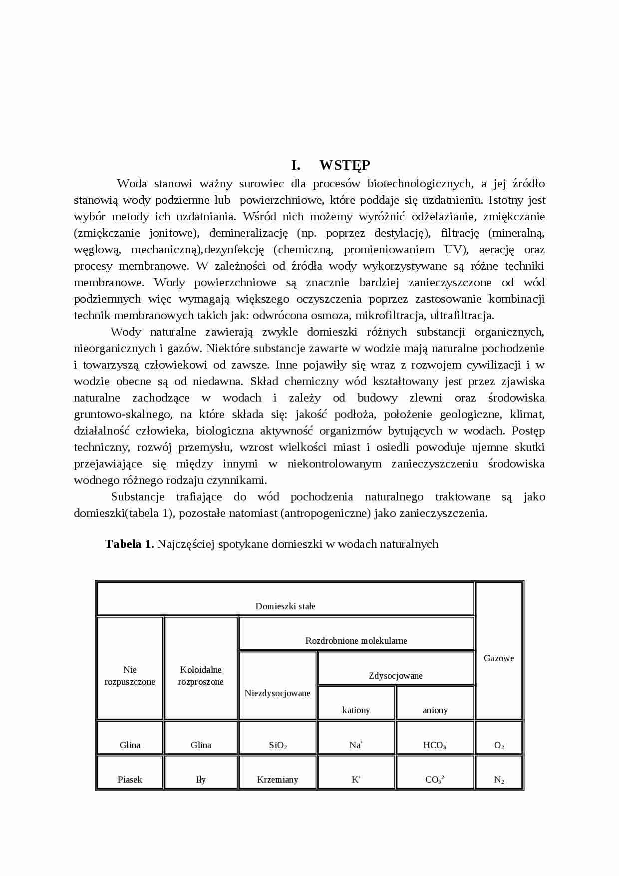 Procesy membranowe w uzdatnianiu wody - strona 1